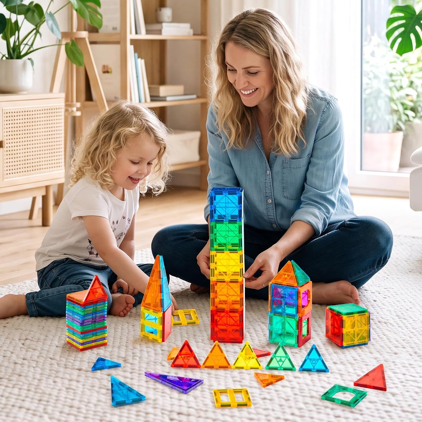 Gemmicc Kids Magnetic Building Blocks Deluxe Tiles Set 136pcs Multicolour NEW