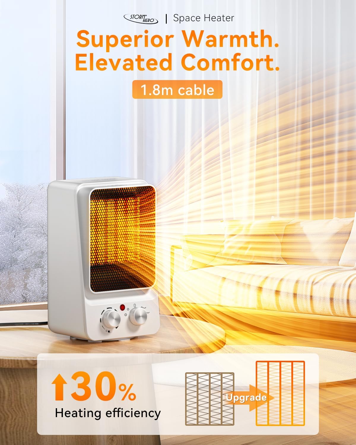 STORM HERO 1500W/750W Portable Electric Space Heater Household Heating DEMO