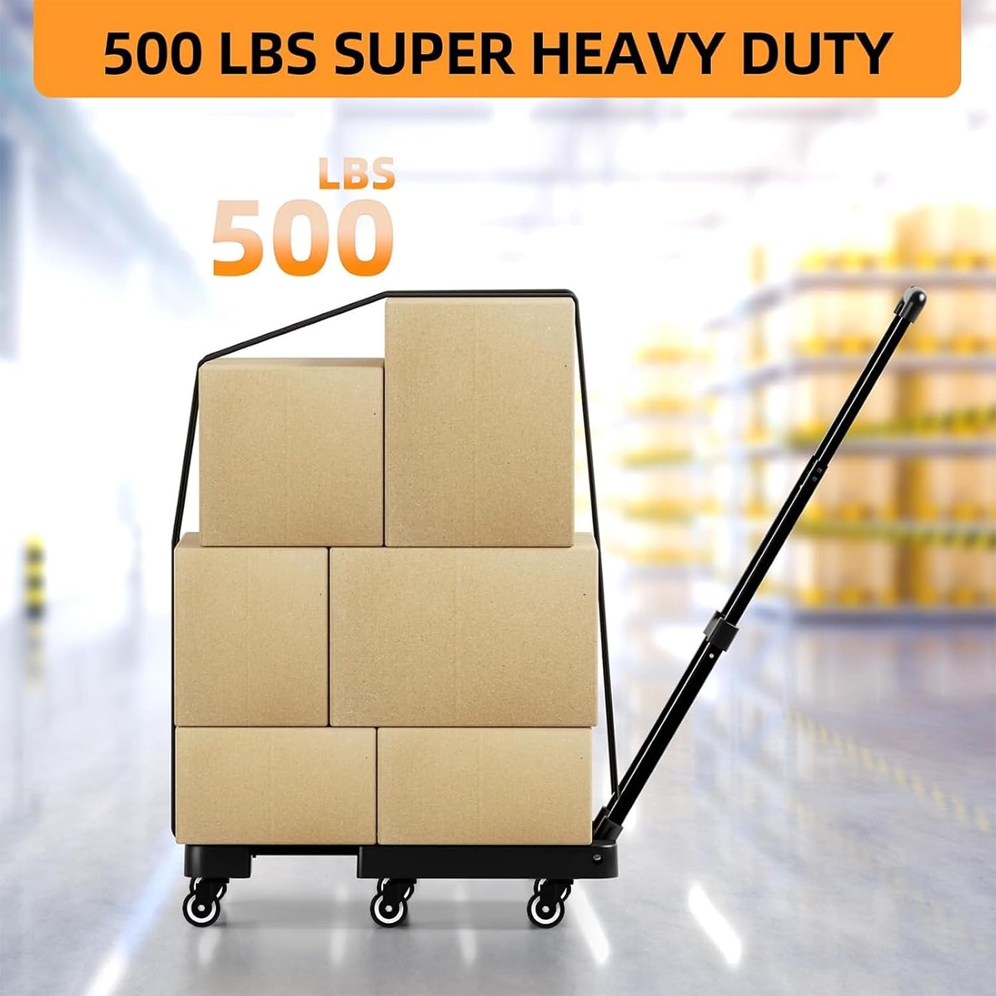 Durable Folding Platform Cart Heavy Duty Dolly Trolley 500lb Capacity Black NEW