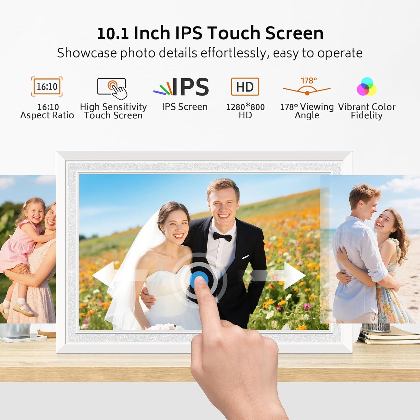 Frameo 10.1" WiFi Digital Picture Frame, 32GB Storage, White, Wall & DEMO