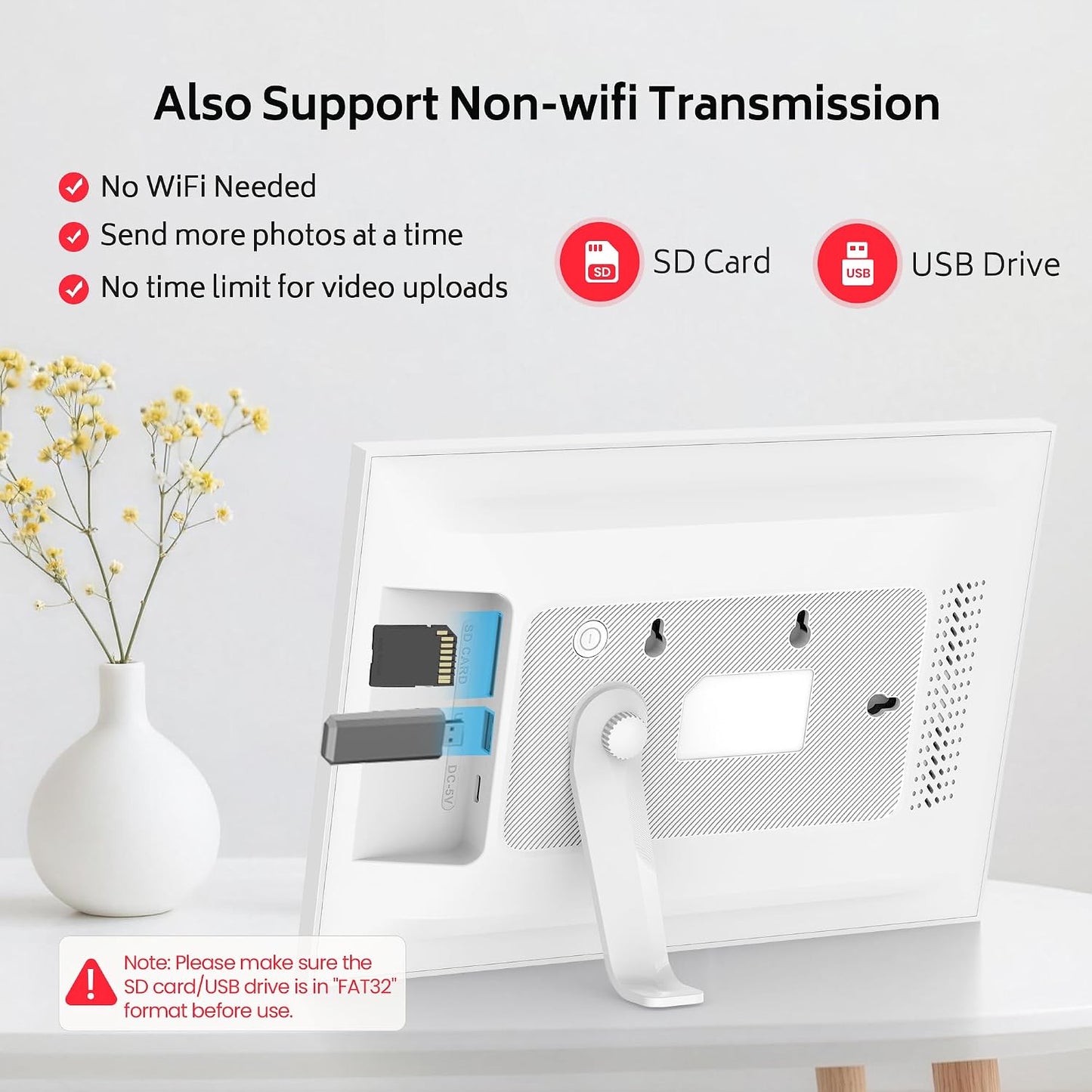 Frameo 10.1" WiFi Digital Picture Frame, 32GB Storage, White, Wall & DEMO