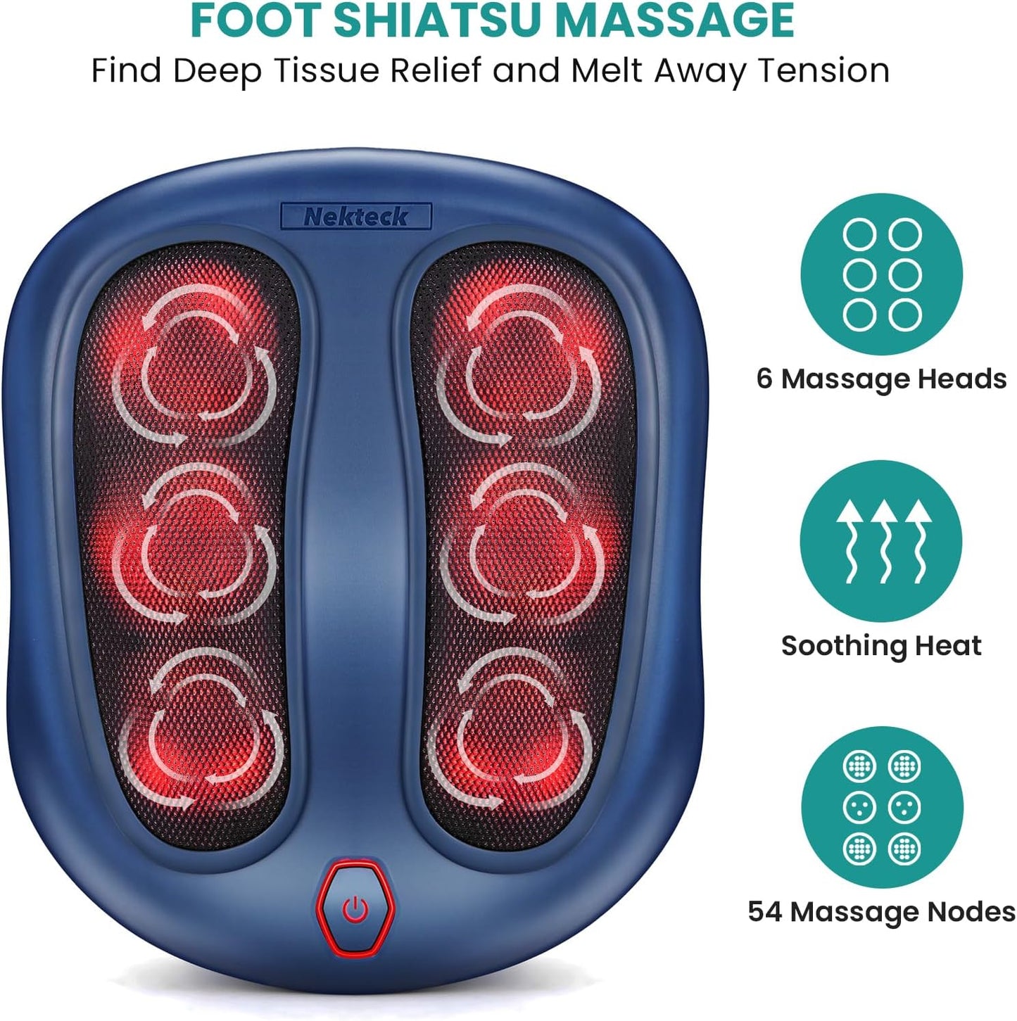 Nekteck Electric Foot Spa Massager with Heat & Shiatsu Therapy, Blue DEMO