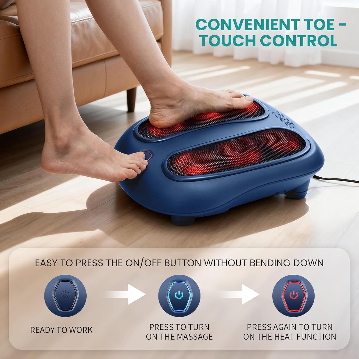 Nekteck Electric Foot Spa Massager with Heat & Shiatsu Therapy, Blue DEMO