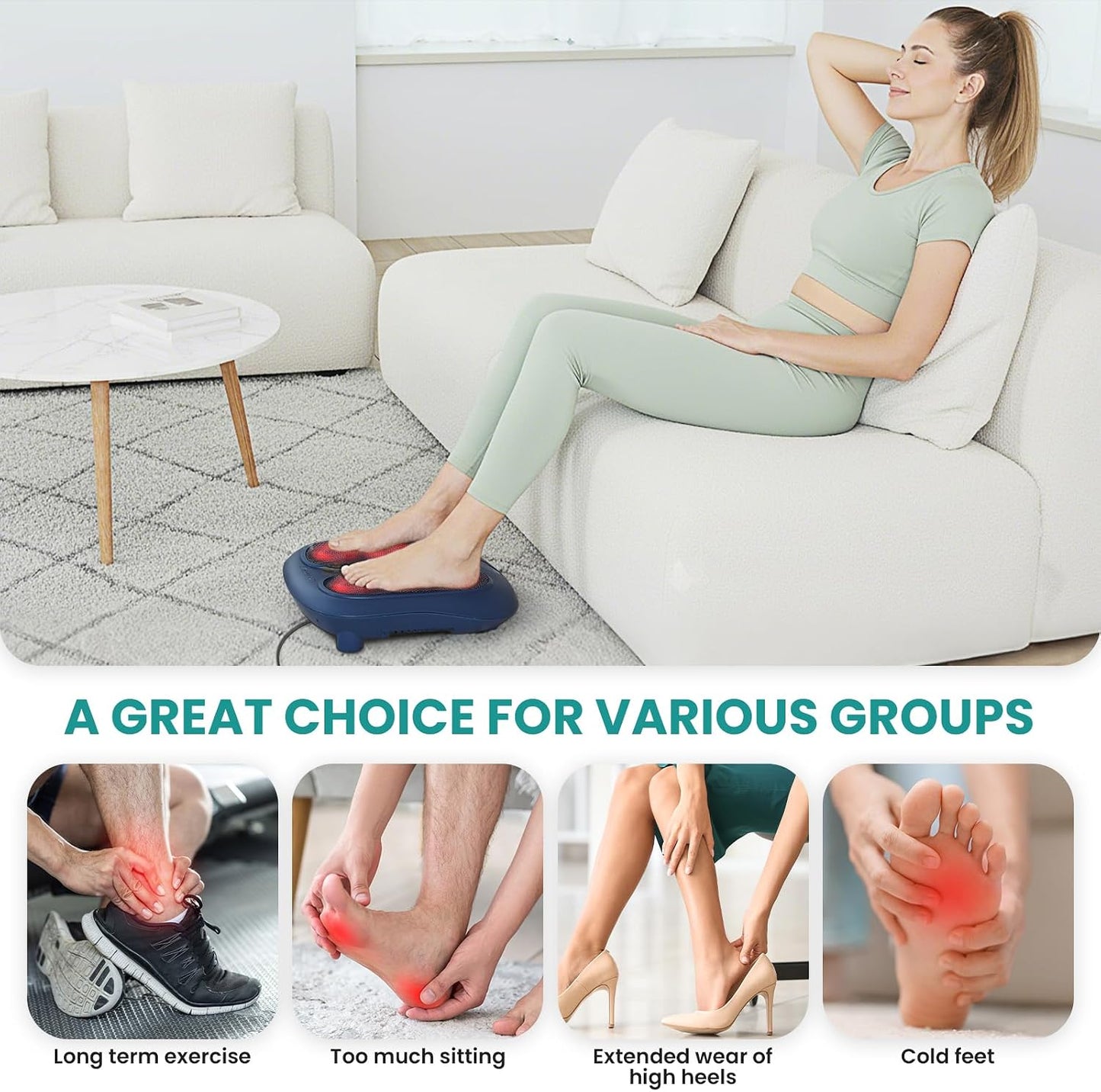 Nekteck Electric Foot Spa Massager with Heat & Shiatsu Therapy, Blue DEMO