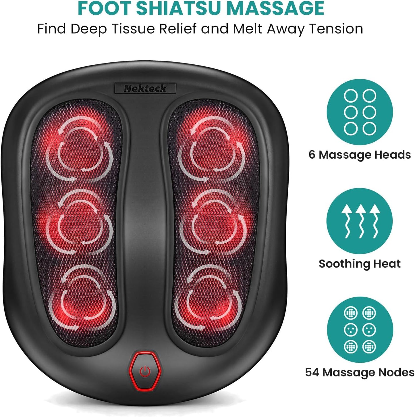 Nekteck Shiatsu Heated Electric Kneading Foot Massager with Heat Black DEMO