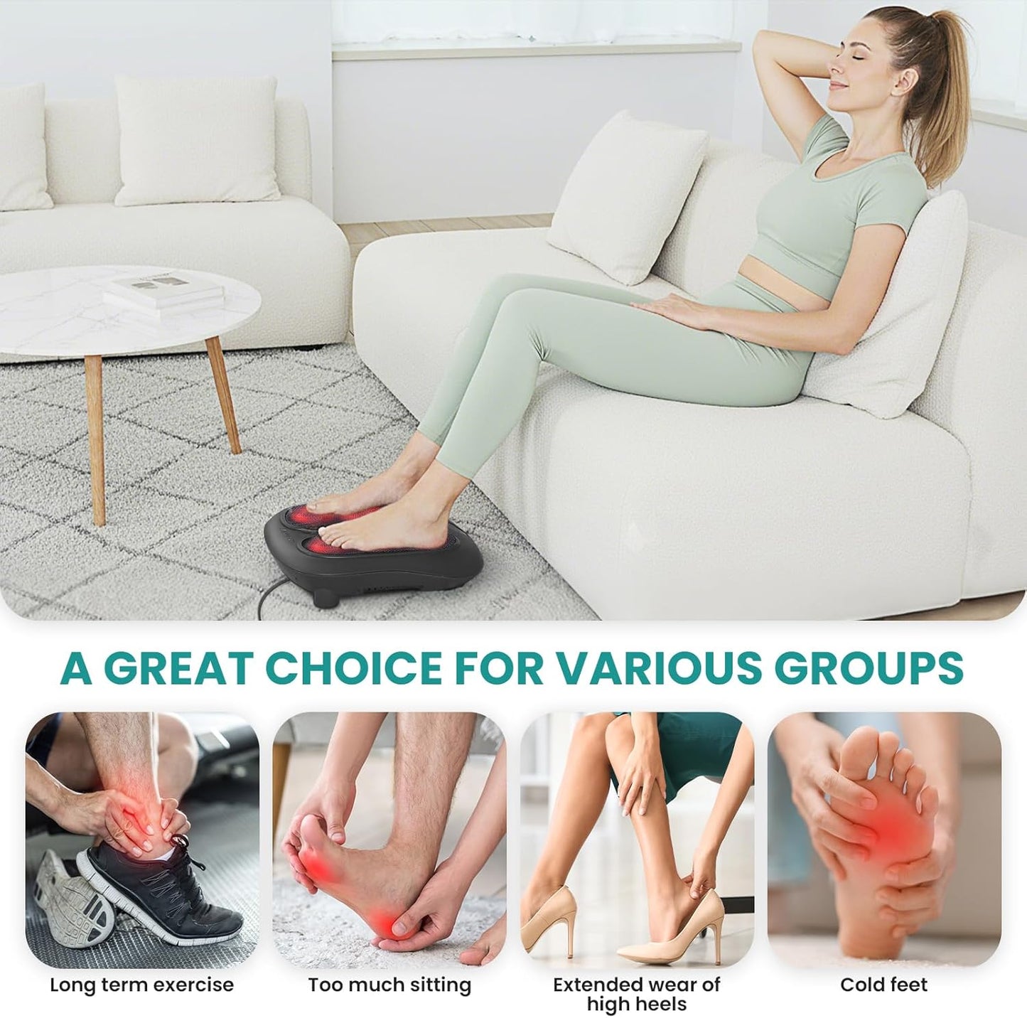 Nekteck Shiatsu Heated Electric Kneading Foot Massager with Heat Black DEMO
