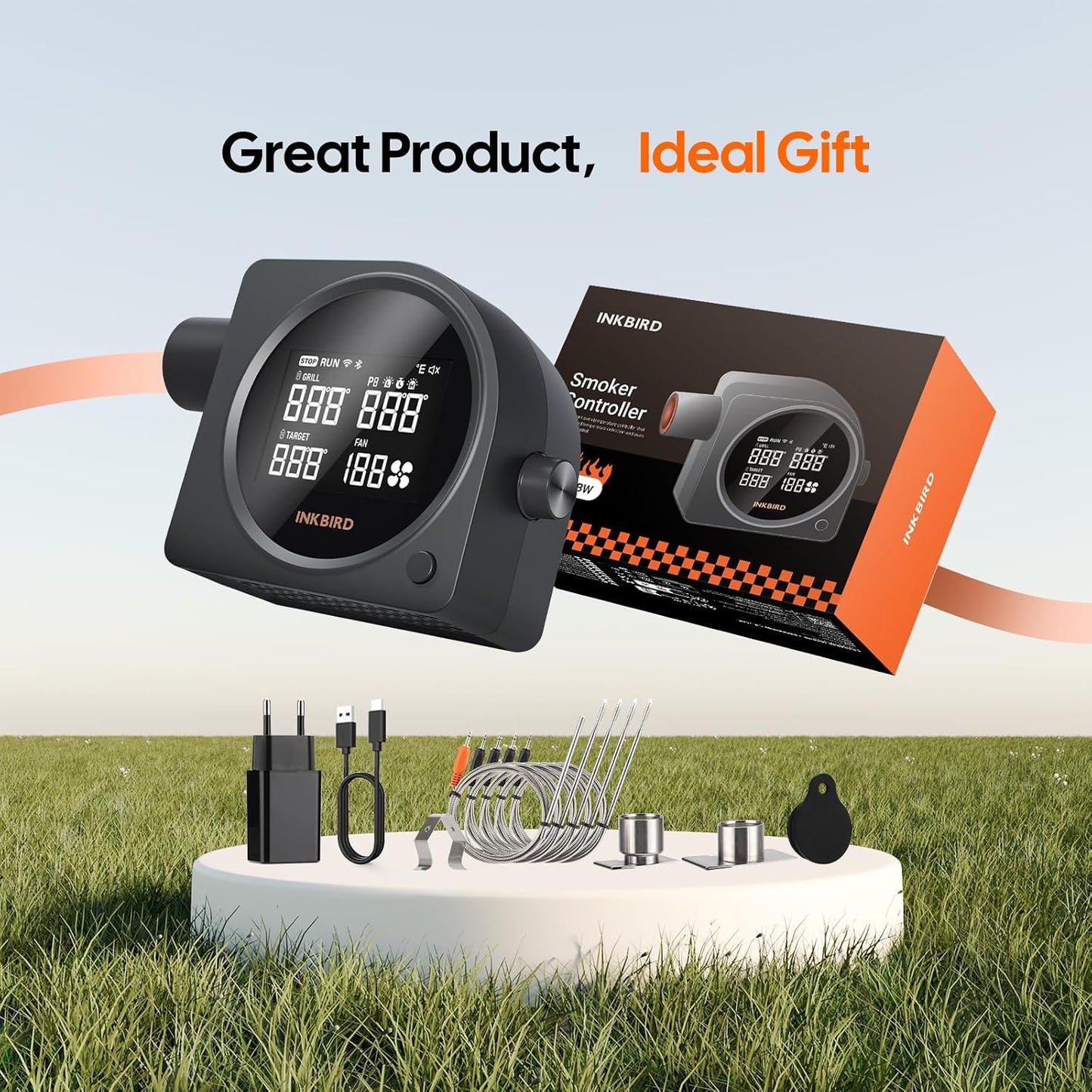 Inkbird WiFi Bluetooth Smart Kitchen Meat Thermometer with 5 Probes, Black NEW