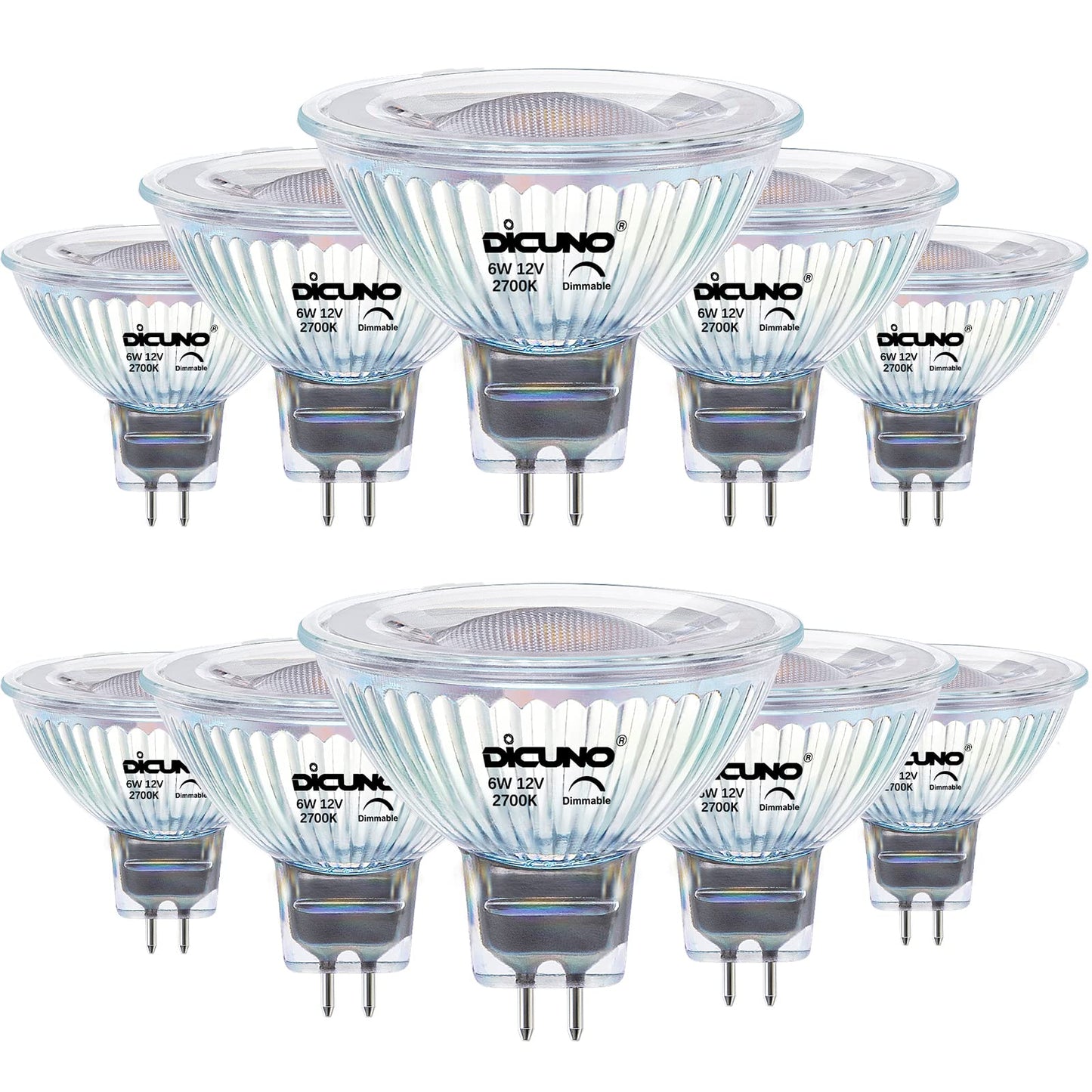 DiCUNO 12V LED Bulbs Dimmable LED Spotlight Bulb, 6W Warm White 2700K, for NEW