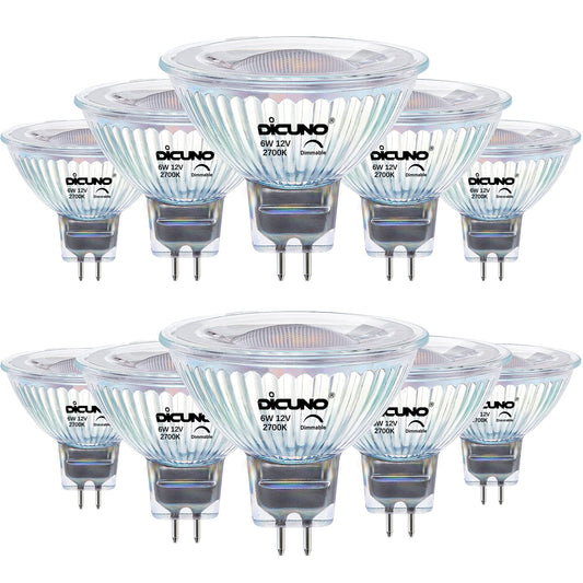 DiCUNO 12V LED Bulbs Dimmable LED Spotlight Bulb, 6W Warm White 2700K, for NEW