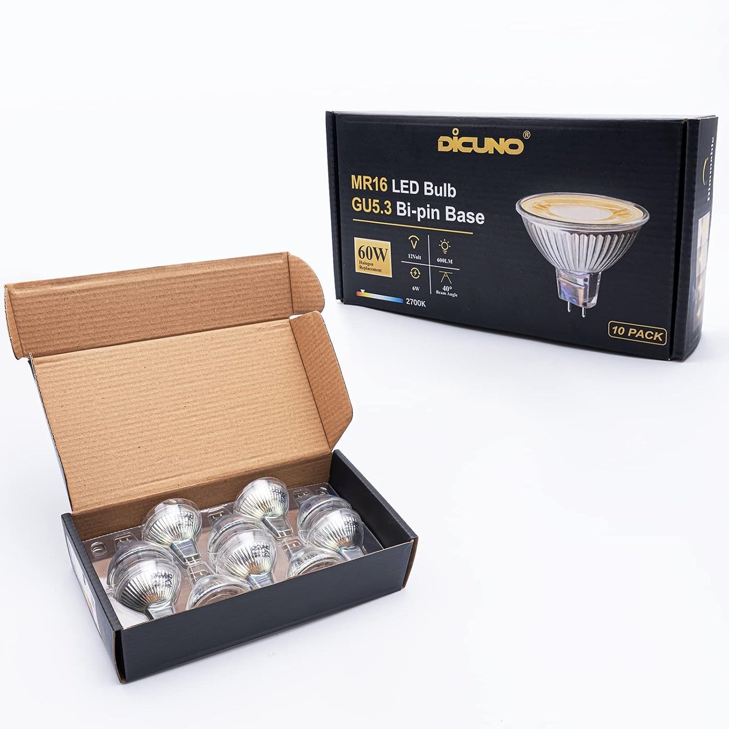 DiCUNO 12V LED Bulbs Dimmable LED Spotlight Bulb, 6W Warm White 2700K, for NEW