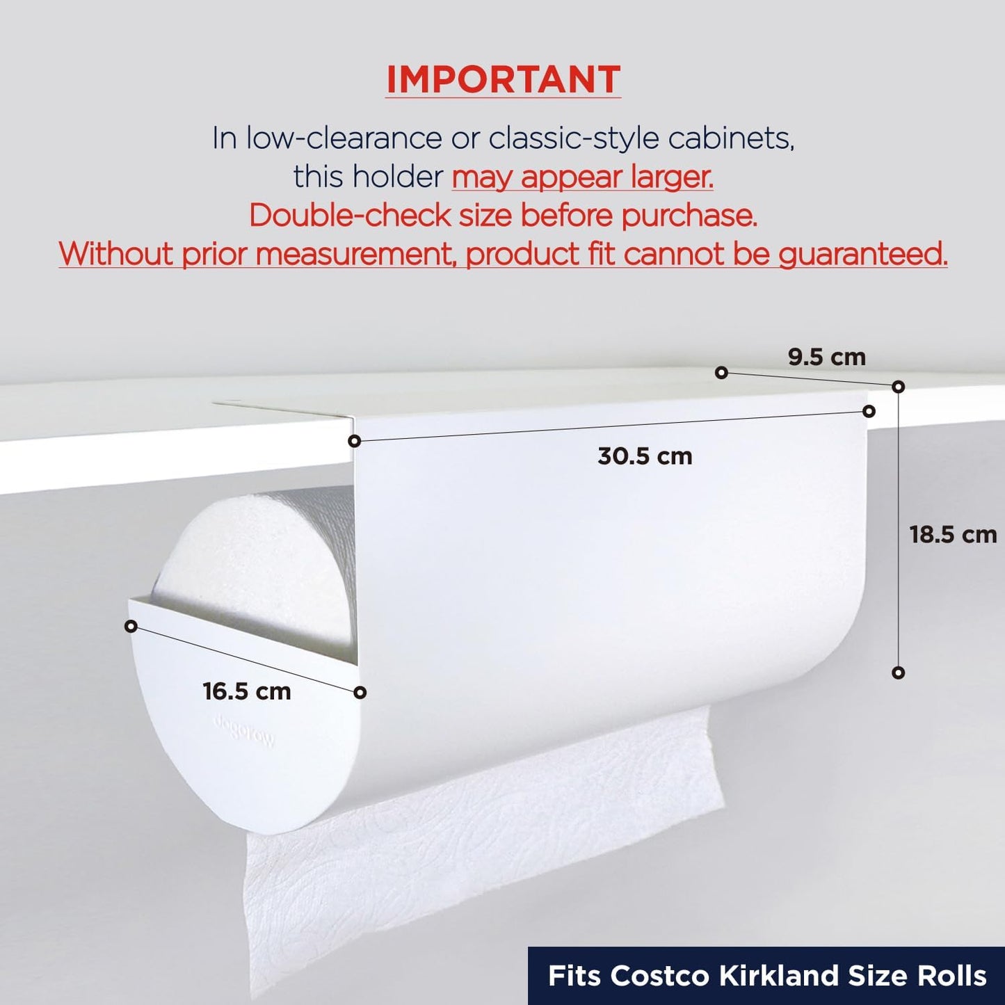 Dogorow Frost White Under-Cabinet Kitchen Roll Holder Dispenser Rack Costco NEW