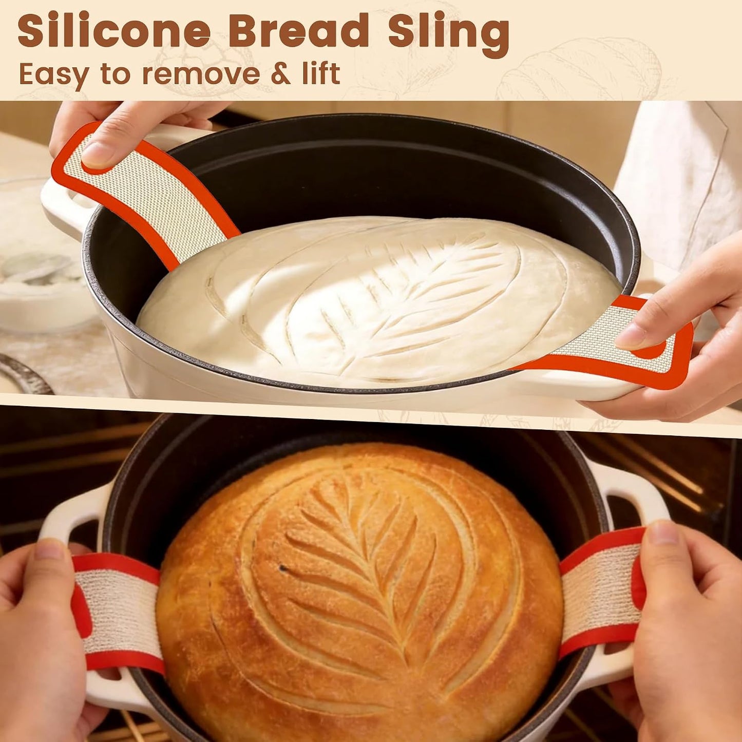 Sourdough Bread Baking Set with Rattan Proofing Baskets 10" & 9" White Size NEW