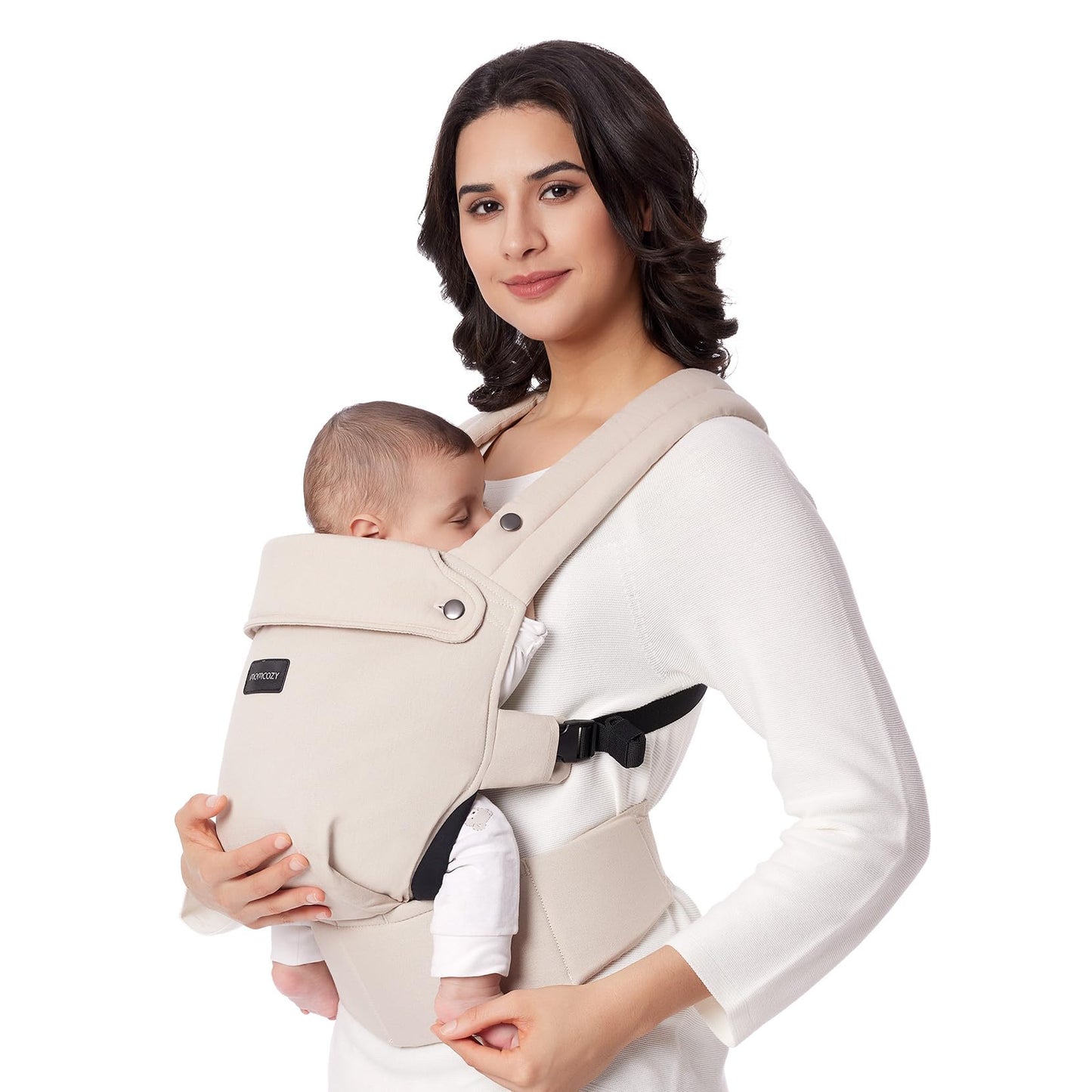 Momcozy Ergonomic Baby Carrier Lightweight Cozy Khaki for 7-44 lbs Infants NEW
