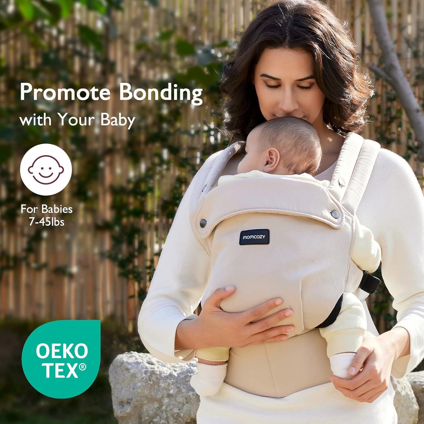 Momcozy Ergonomic Baby Carrier Lightweight Cozy Khaki for 7-44 lbs Infants NEW