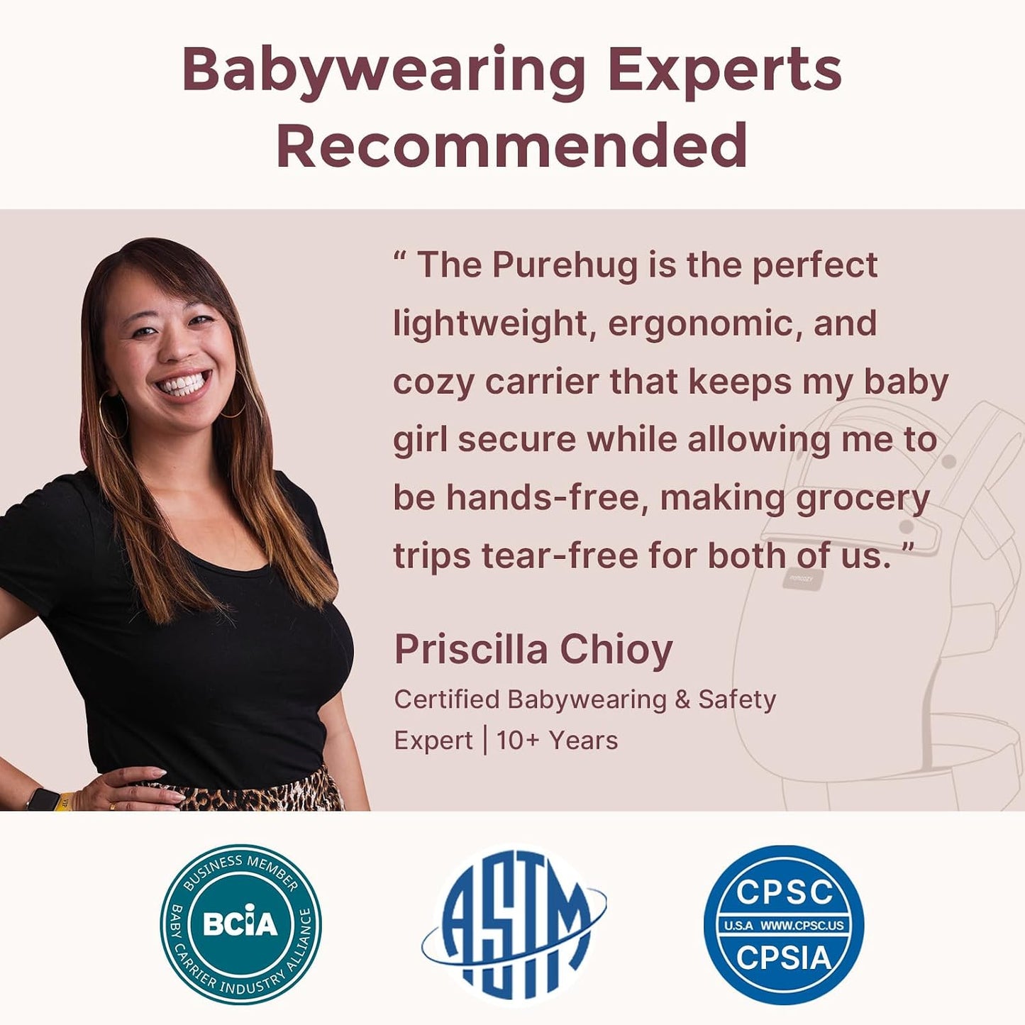 Momcozy Ergonomic Baby Carrier Lightweight Cozy Khaki for 7-44 lbs Infants NEW