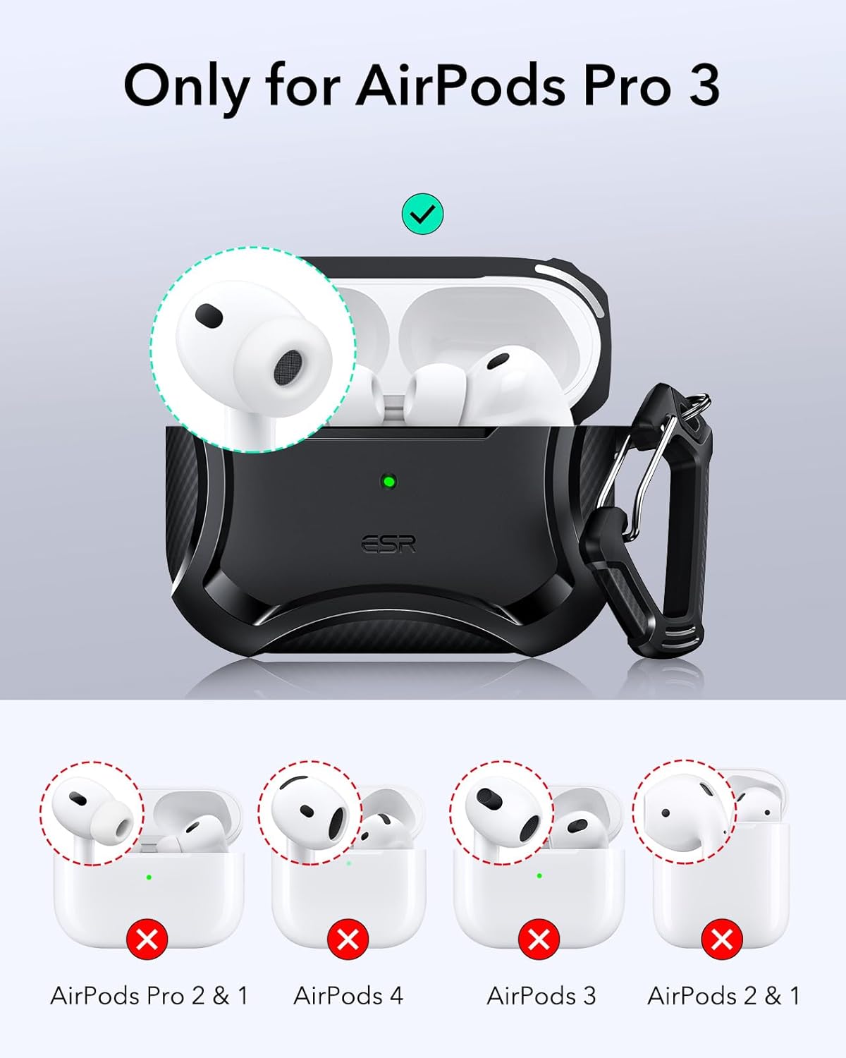 ESR Protective Cases Case for AirPods Pro 3 2025 - Durable Shock-Absorbing NEW