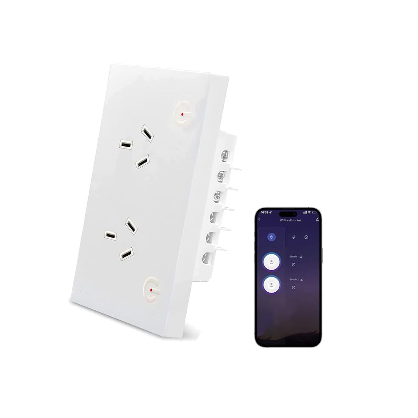 Smart Wall Outlet Socket Power Strip with 4 USB Charging Ports, White Size NEW