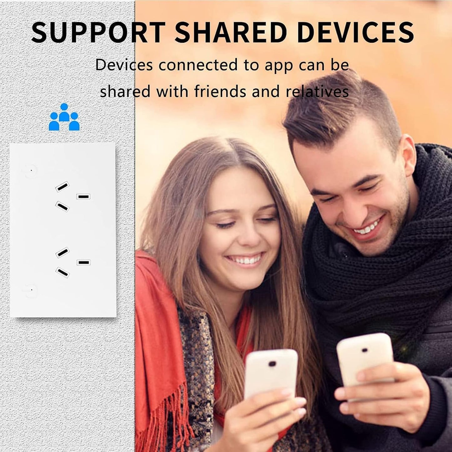 Smart Wall Outlet Socket Power Strip with 4 USB Charging Ports, White Size NEW