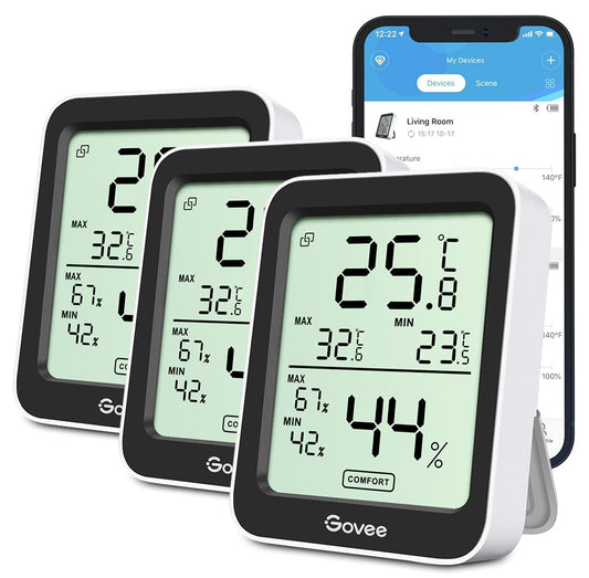 Govee 3 Pack White Indoor Thermometers Bluetooth Hygrometer Humidity DEMO
