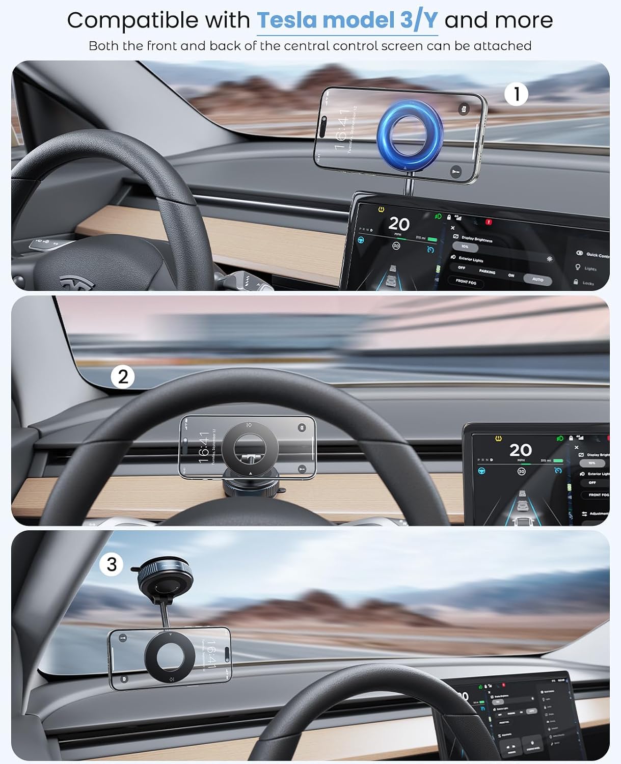 Adjustable Magnetic Dash-Mounted Holders Car Phone Holder - 360° Swivel NEW