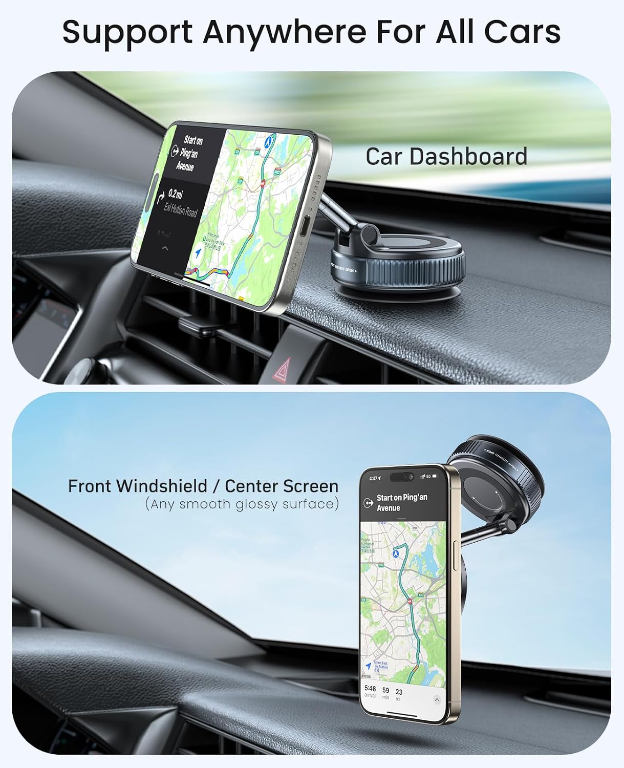 Adjustable Magnetic Dash-Mounted Holders Car Phone Holder - 360° Swivel NEW