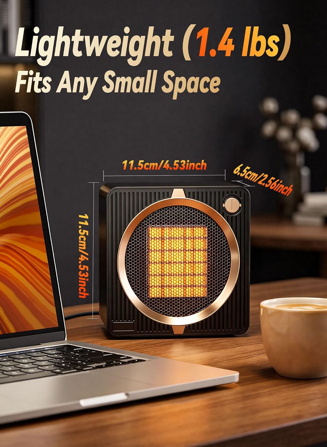 Portable Electric Space Heater for Bedroom, Household, Mini Black Heating DEMO