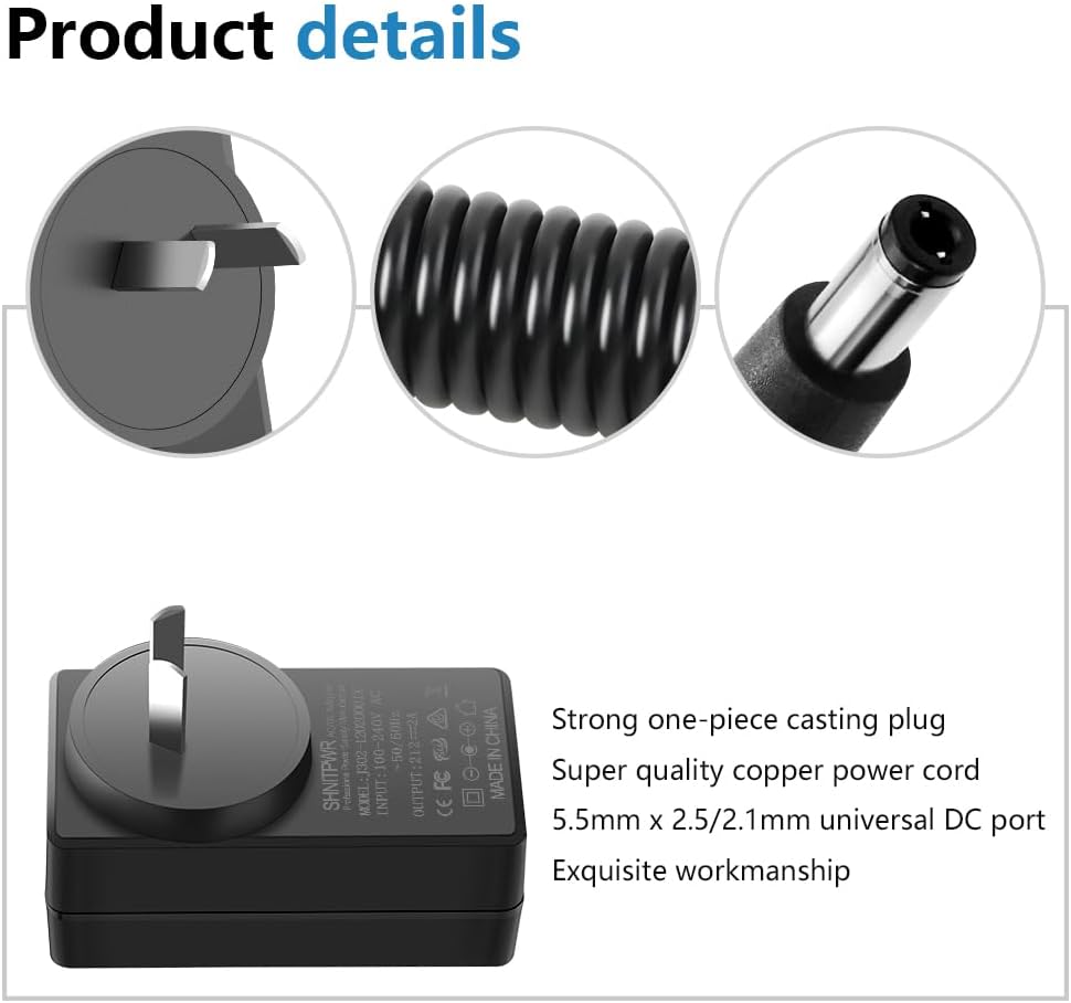 12V 2A Power Supply Adapter Converter - 100V-240V AC to 2000mA DC Black DEMO