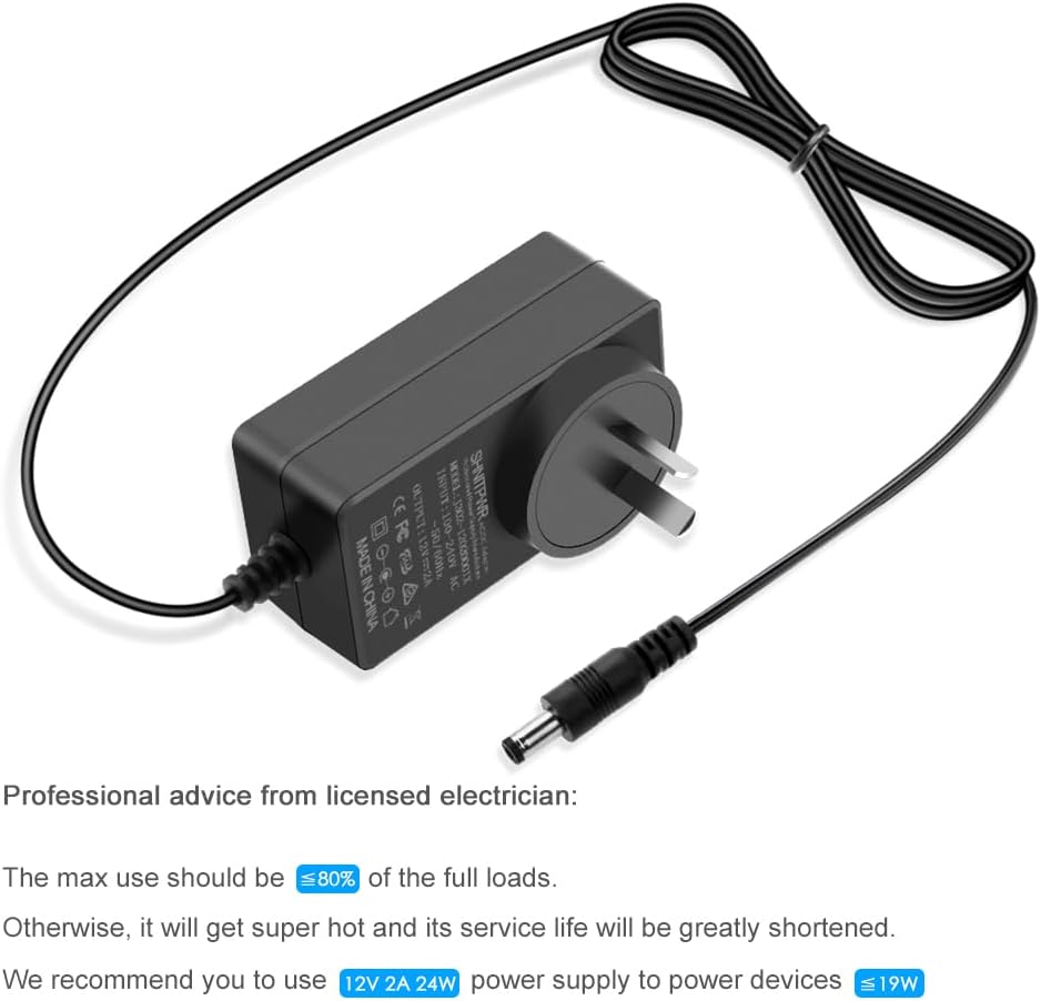 12V 2A Power Supply Adapter Converter - 100V-240V AC to 2000mA DC Black DEMO