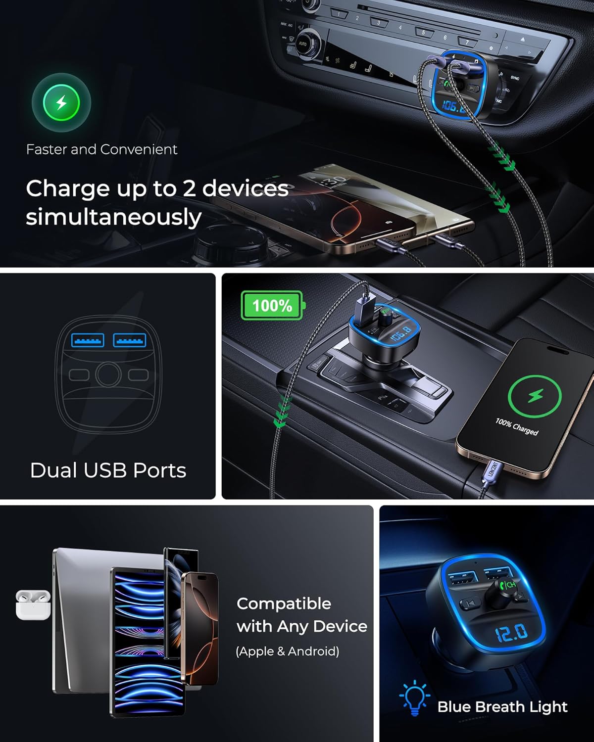 LENCENT Wireless Input Adapters Bluetooth FM Transmitter Radio Adapter for DEMO