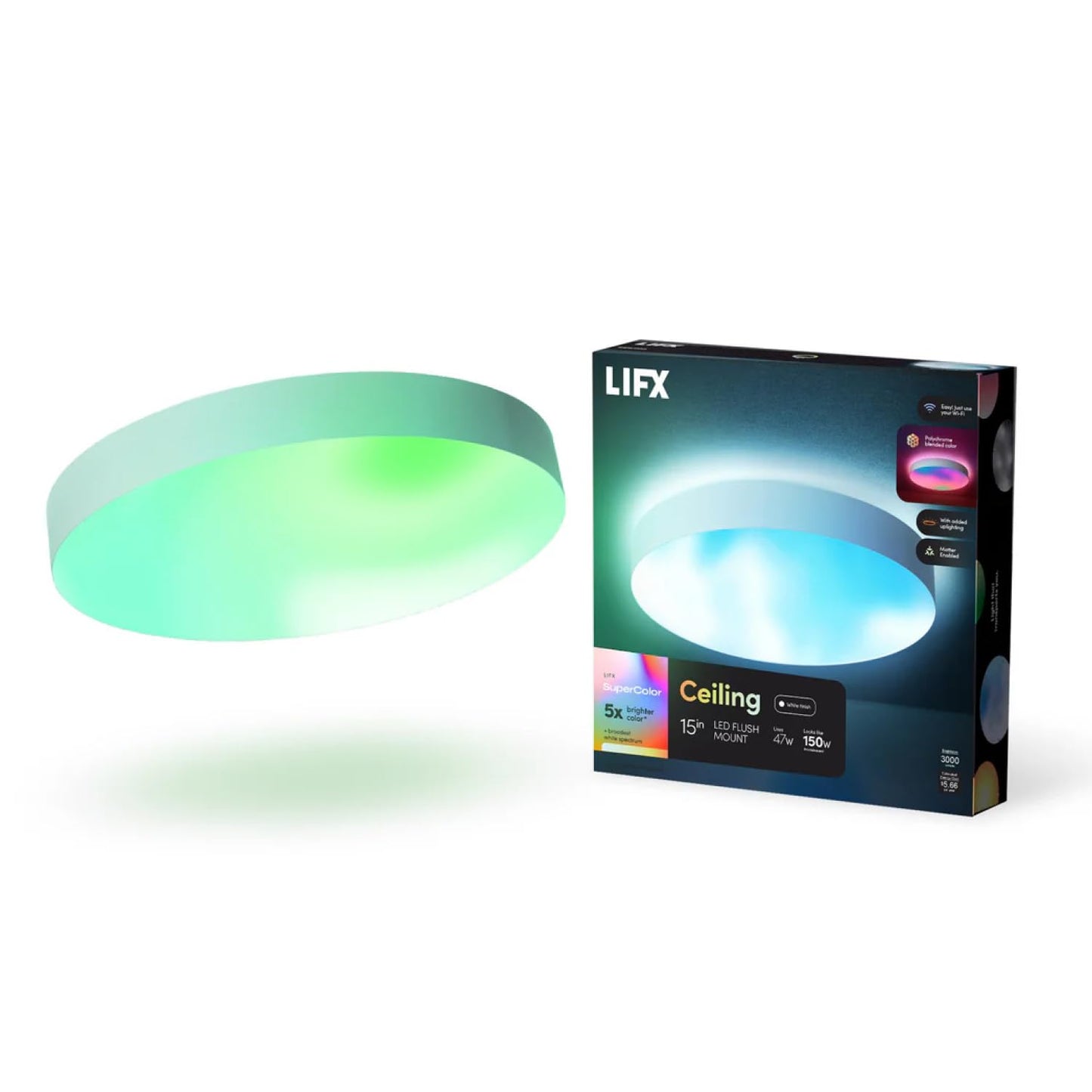 LIFX Smart LED Ceiling Light Dimmable White with Sunrise & Cloud Effect DEMO