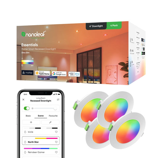 Nanoleaf Multicolor Smart LED Downlights 4 Pack Recessed Ceiling Lighting NEW
