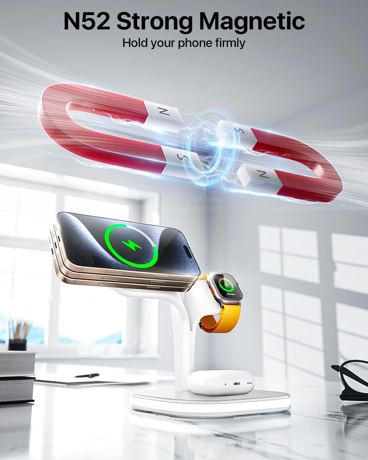 EXW 3-in-1 Wireless Charging Station for Phones, Watches & Tablets - Fast DEMO