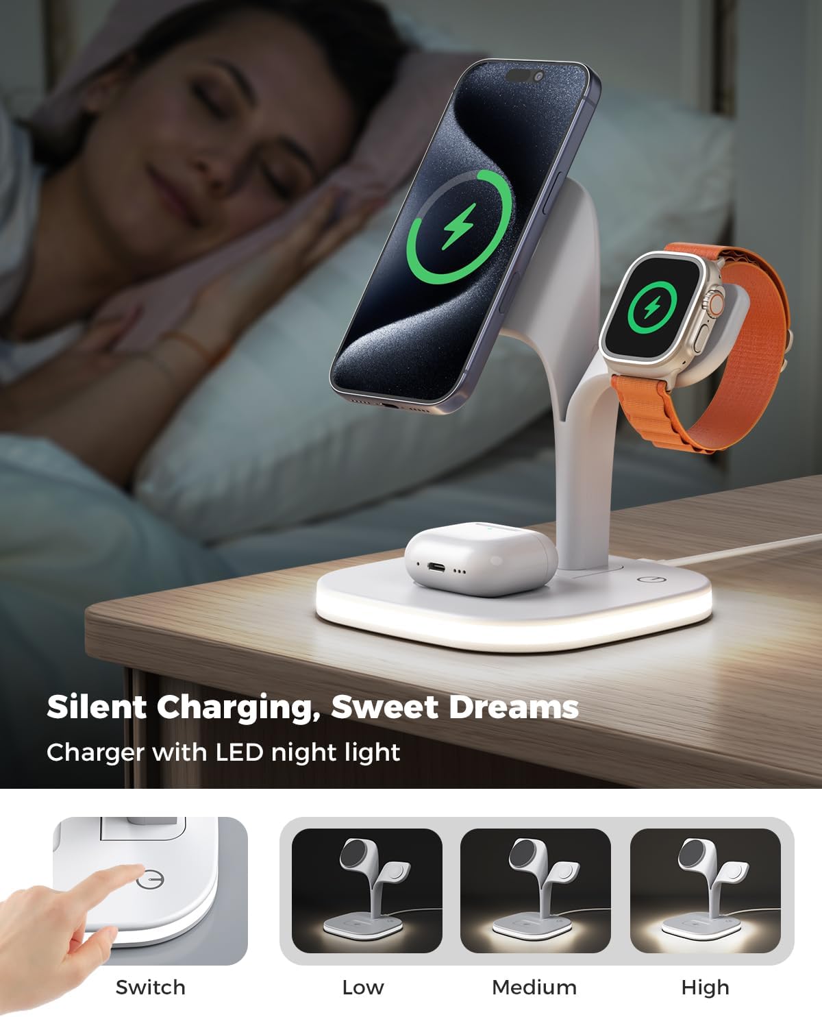 EXW 3-in-1 Wireless Charging Station for Phones, Watches & Tablets - Fast DEMO