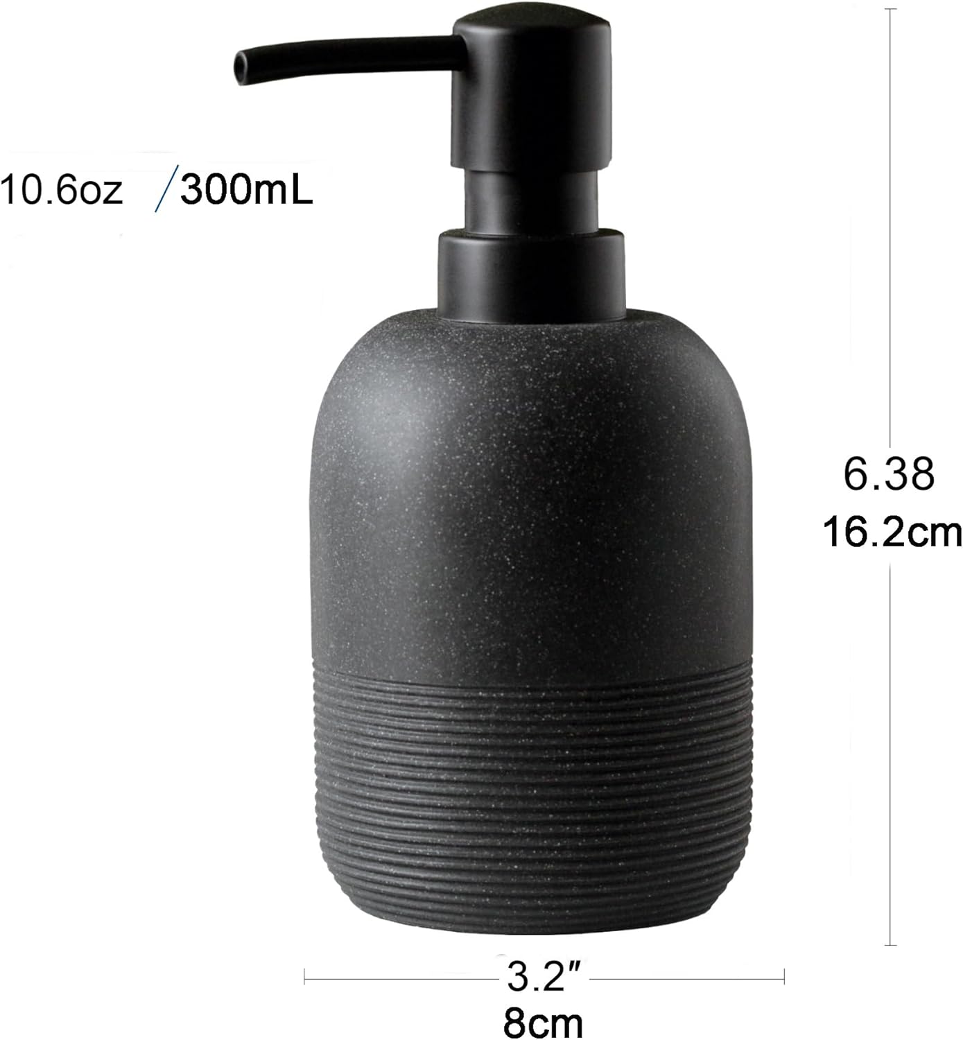 Premium 300ml Black Pump Dispenser for Bathroom Countertop - Capacity Size NEW