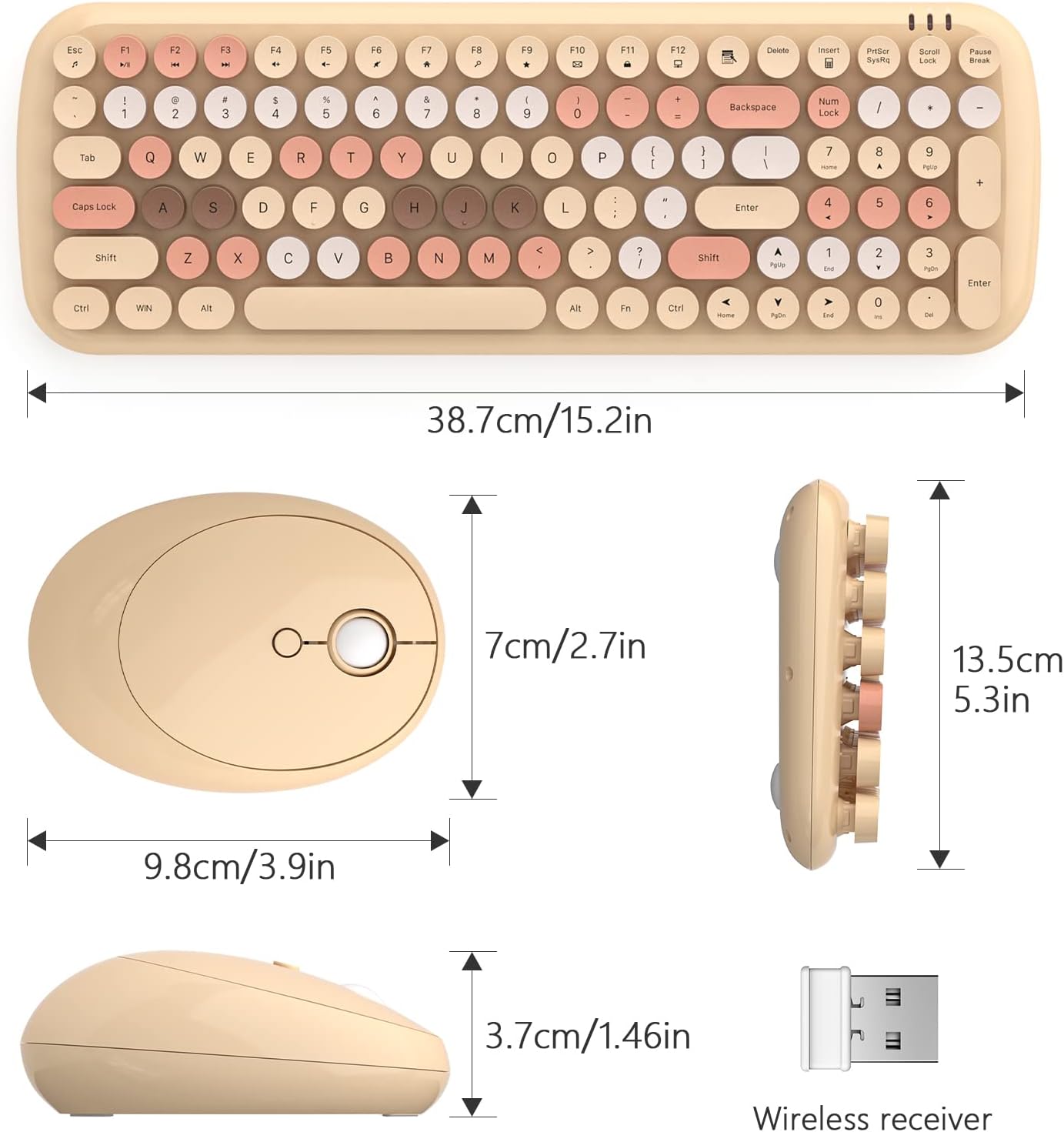 MOFII Retro Typewriter-Style Wireless Keyboard and Mouse Combo Milk Tea DEMO