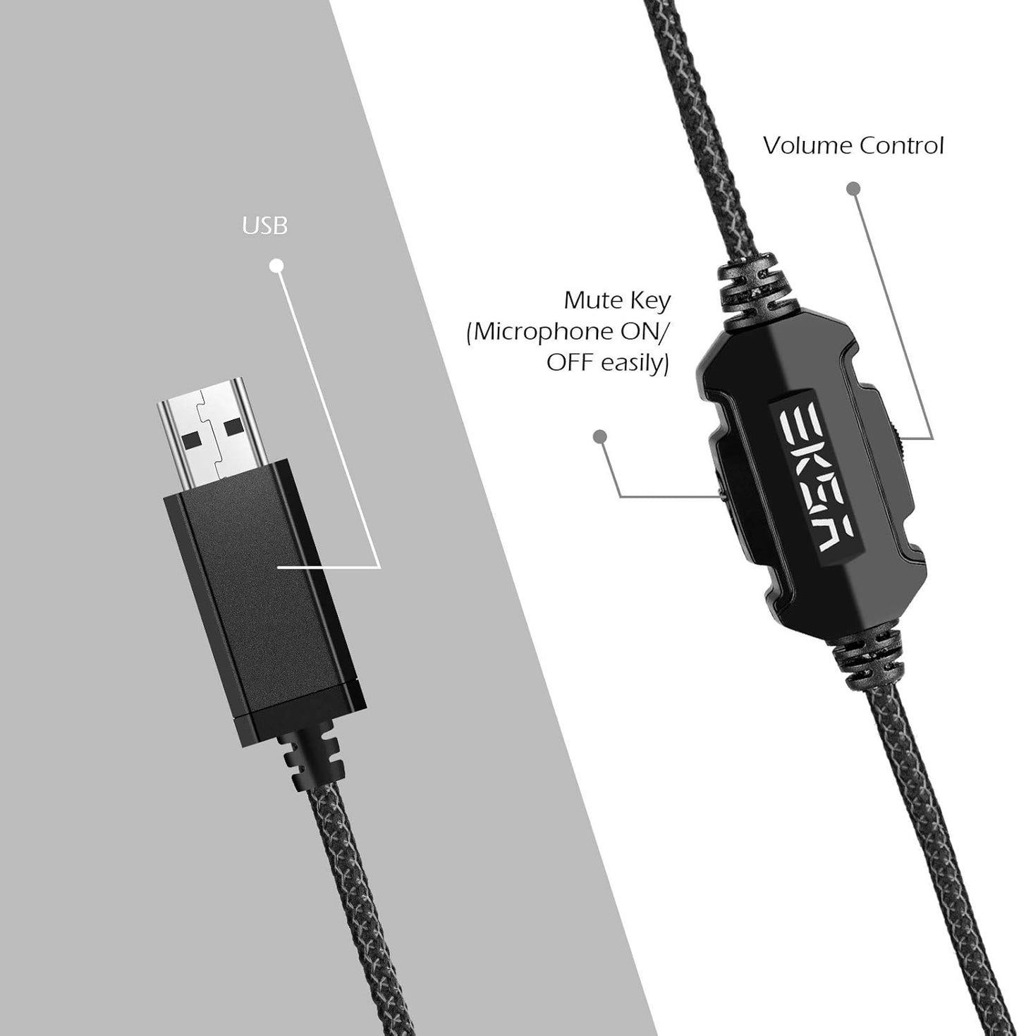EKSA Wired PC Headsets Gaming Headphones with Microphone for Computers DEMO