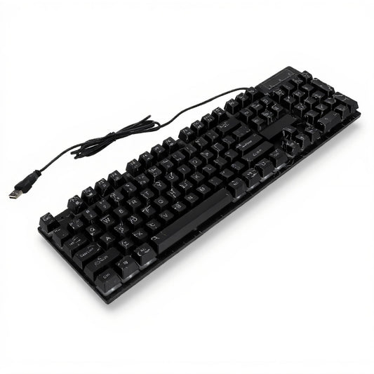 GOWENIC Full Sized RGB Backlit Wired Gaming Keyboard 104 Keys Black Size DEMO
