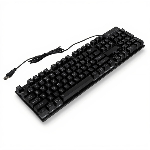 GOWENIC Full Sized RGB Backlit Wired Gaming Keyboard 104 Keys Black Size DEMO