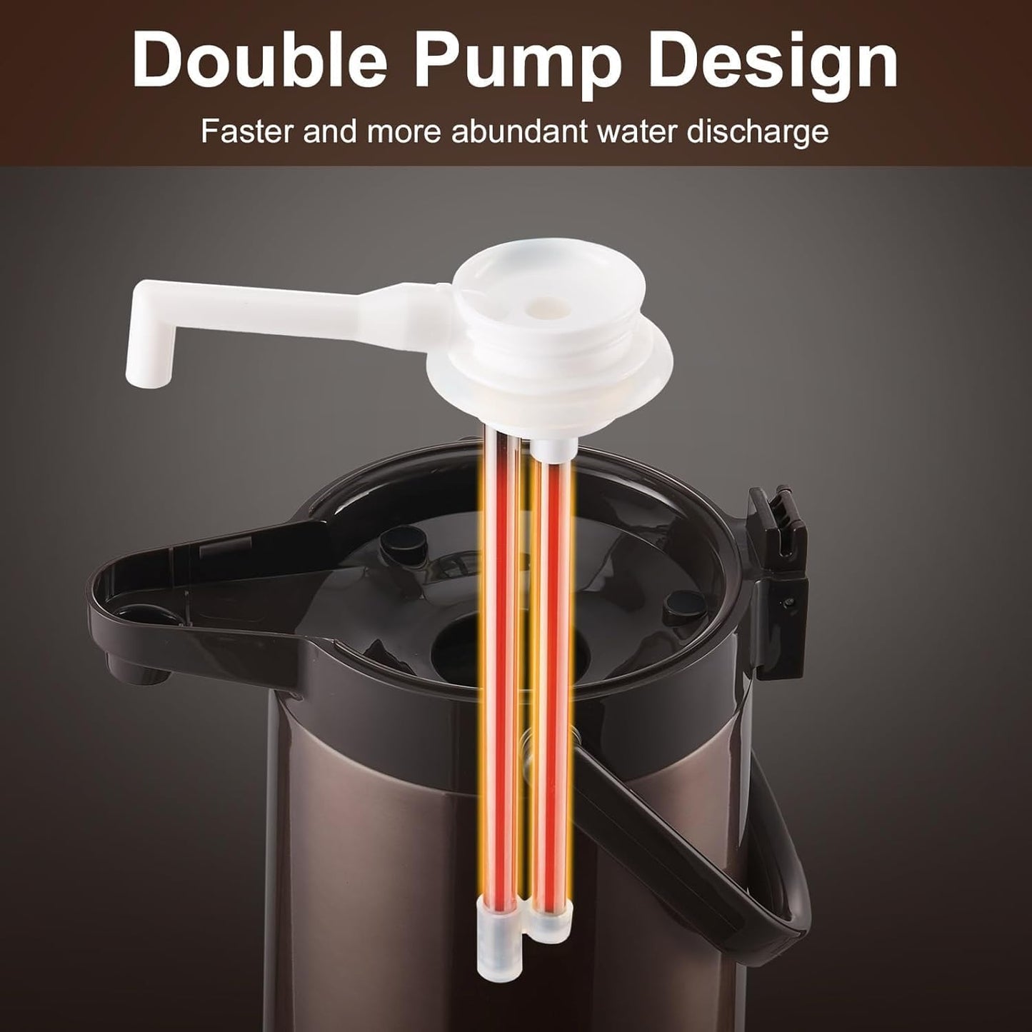 Stainless Steel Airpot Coffee Carafe with Double Pump 2500ml Golden Brown NEW