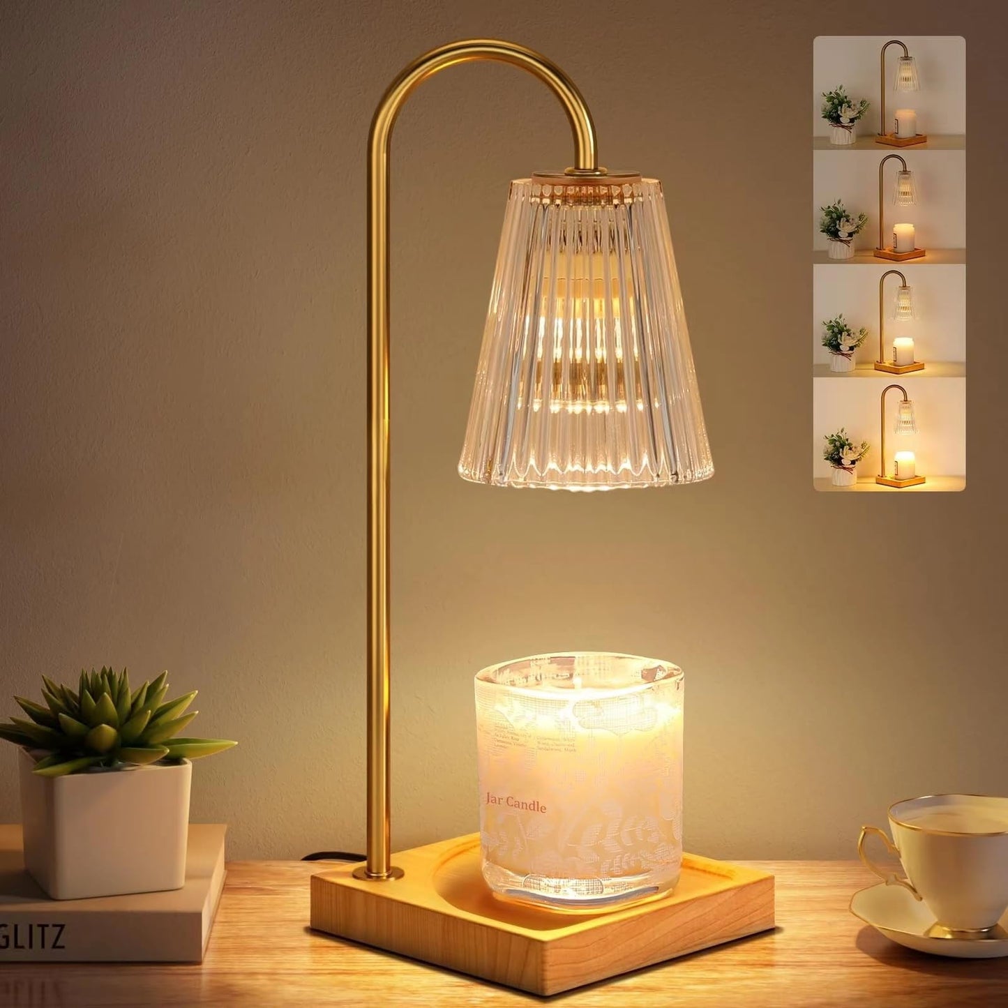 General Dimmable Candle Warmer Lamp with Timer for Home Decor Aluminum Gold NEW