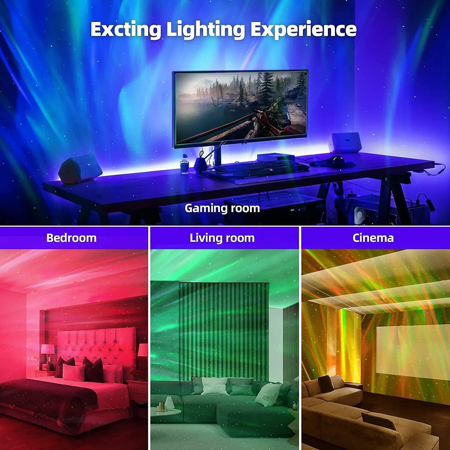 Mesmerizing Aurora Night Lights Galaxy Projector with Smart App Control & DEMO