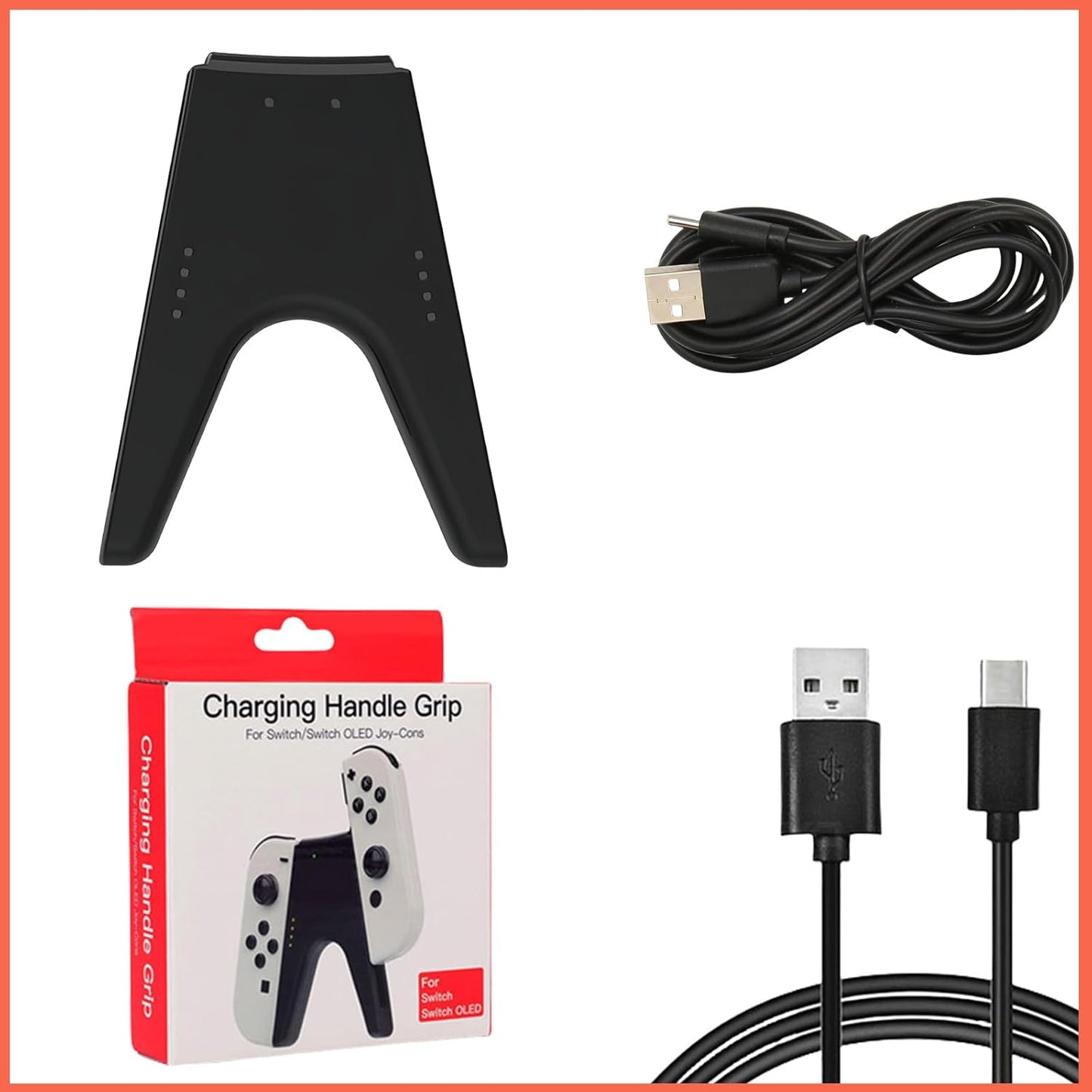Ergonomic Charging Controllers Controller Grip Handle for Nintendo Switch, NEW