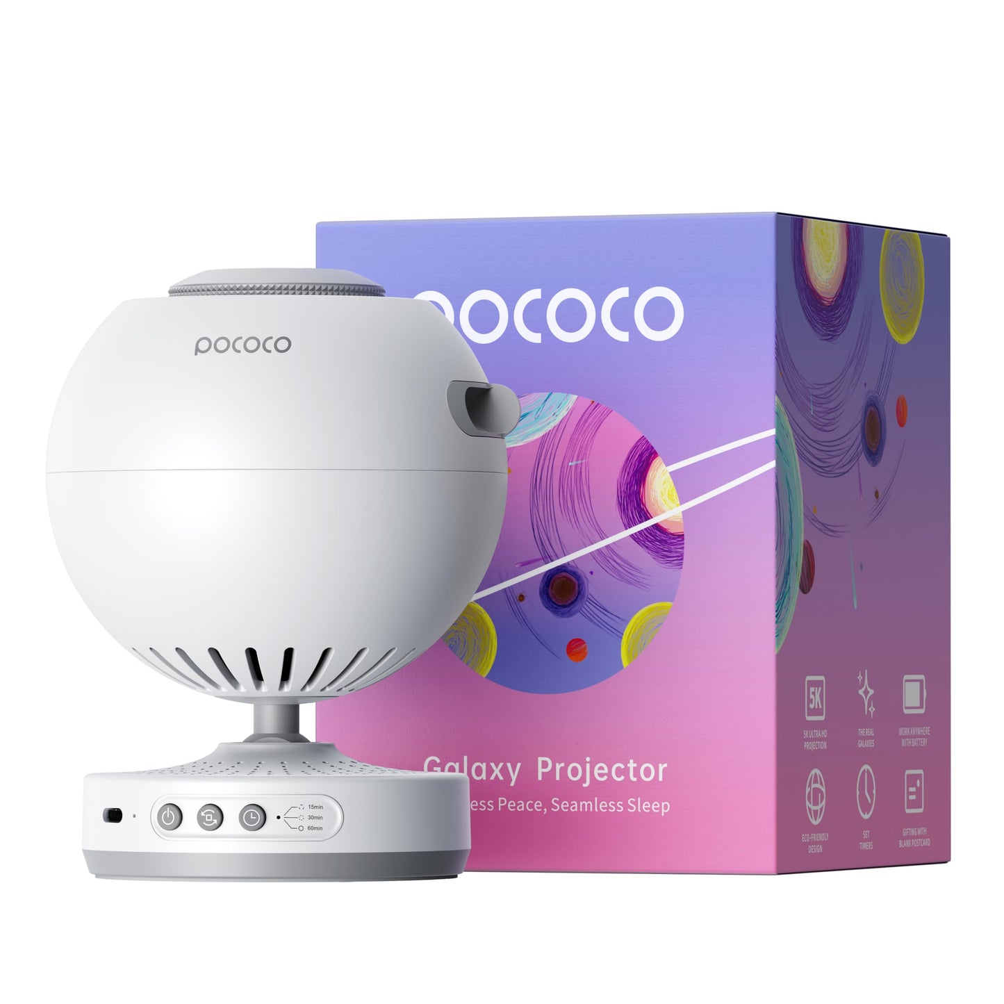 POCOCO Galaxy Projector Night Light with 5K Discs, 2MP Lens & Rechargeable DEMO