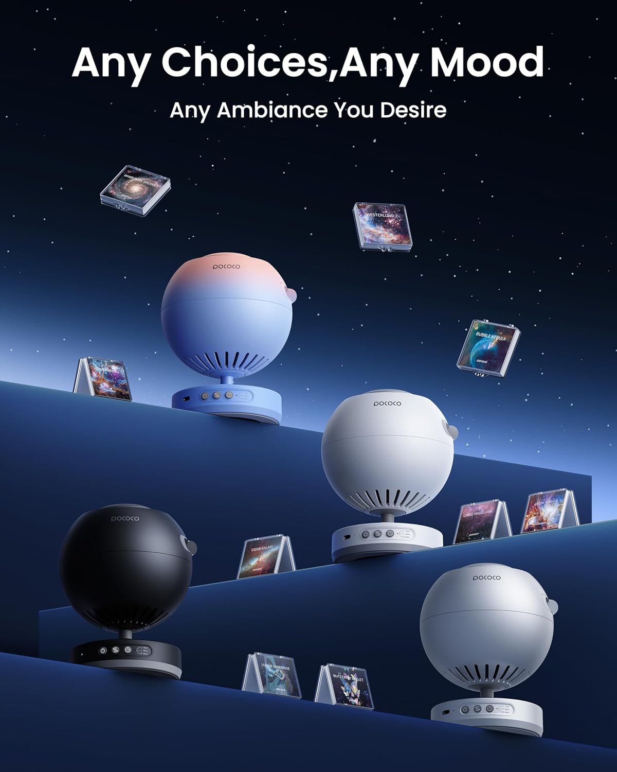 POCOCO Galaxy Projector Night Light with 5K Discs, 2MP Lens & Rechargeable DEMO