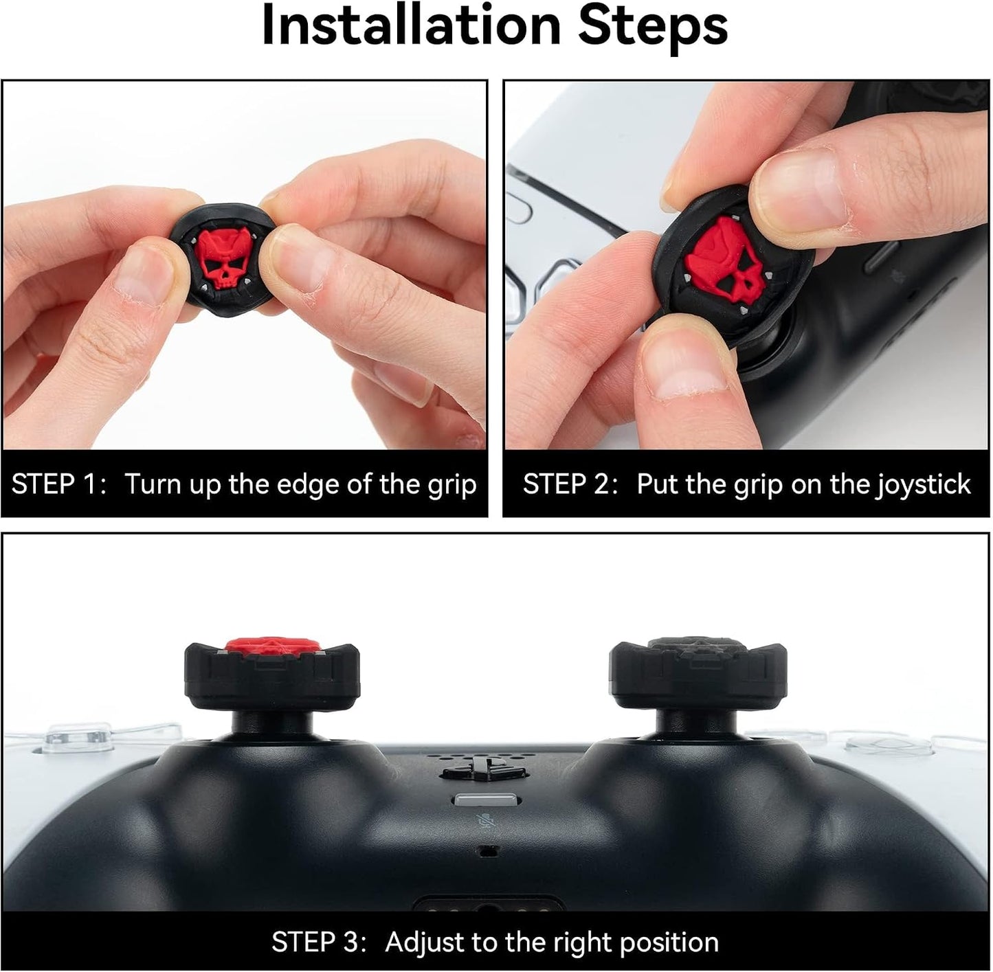 GeekShare Skull Thumb Grip Caps Thumbsticks Cover Set for PS5 Gaming NEW