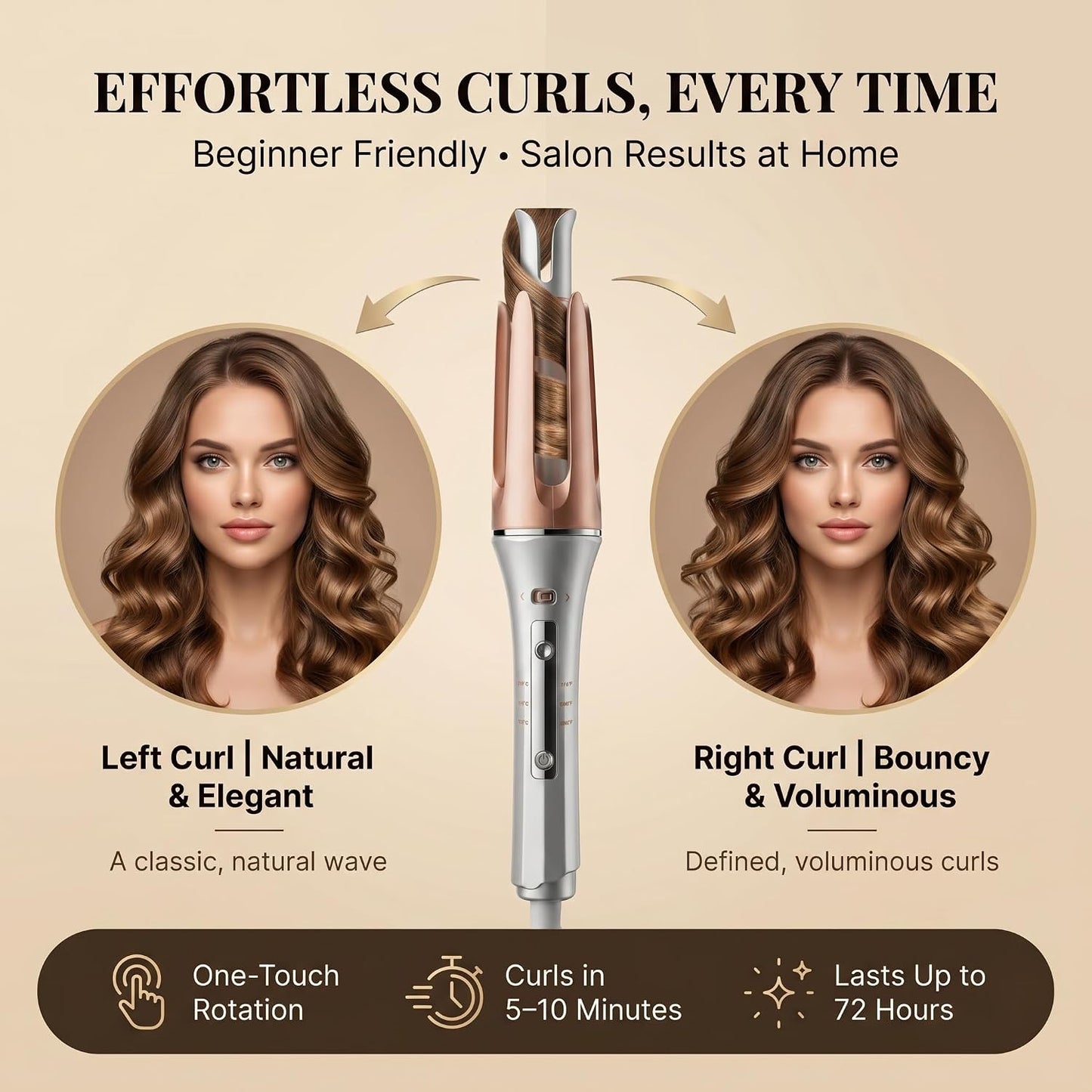 32mm Ceramic Tourmaline Curling Tongs in Gold, 5.1 cm Barrel Size Size 5.1 DEMO