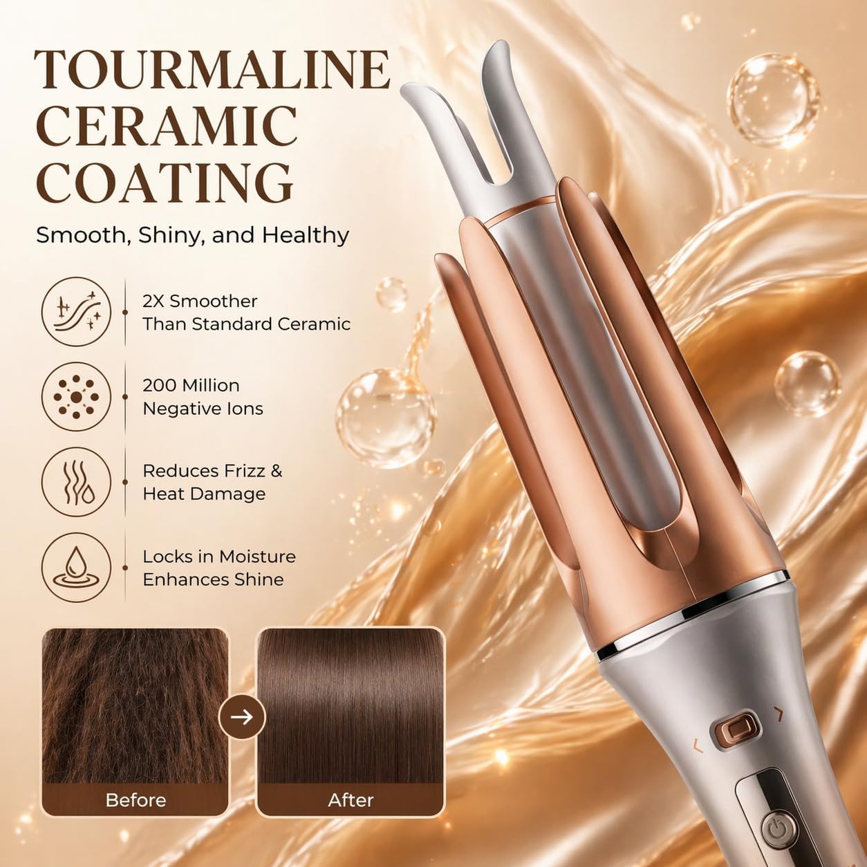 32mm Ceramic Tourmaline Curling Tongs in Gold, 5.1 cm Barrel Size Size 5.1 DEMO