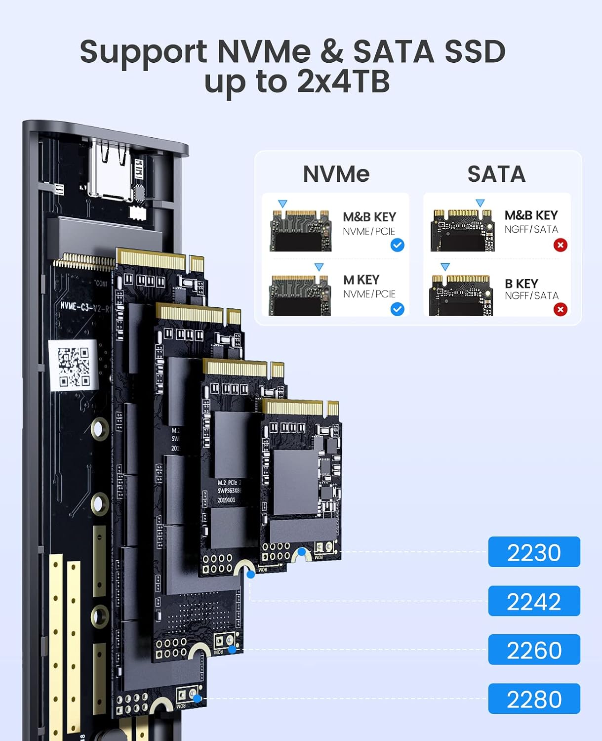 ORICO M.2 Enclosures NVMe SSD Enclosure USB-C Adapter - Aluminium Silver DEMO