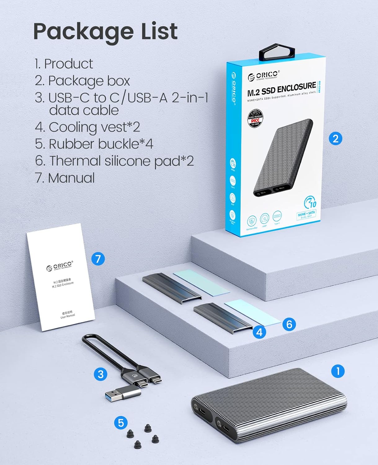 ORICO M.2 Enclosures NVMe SSD Enclosure USB-C Adapter - Aluminium Silver DEMO