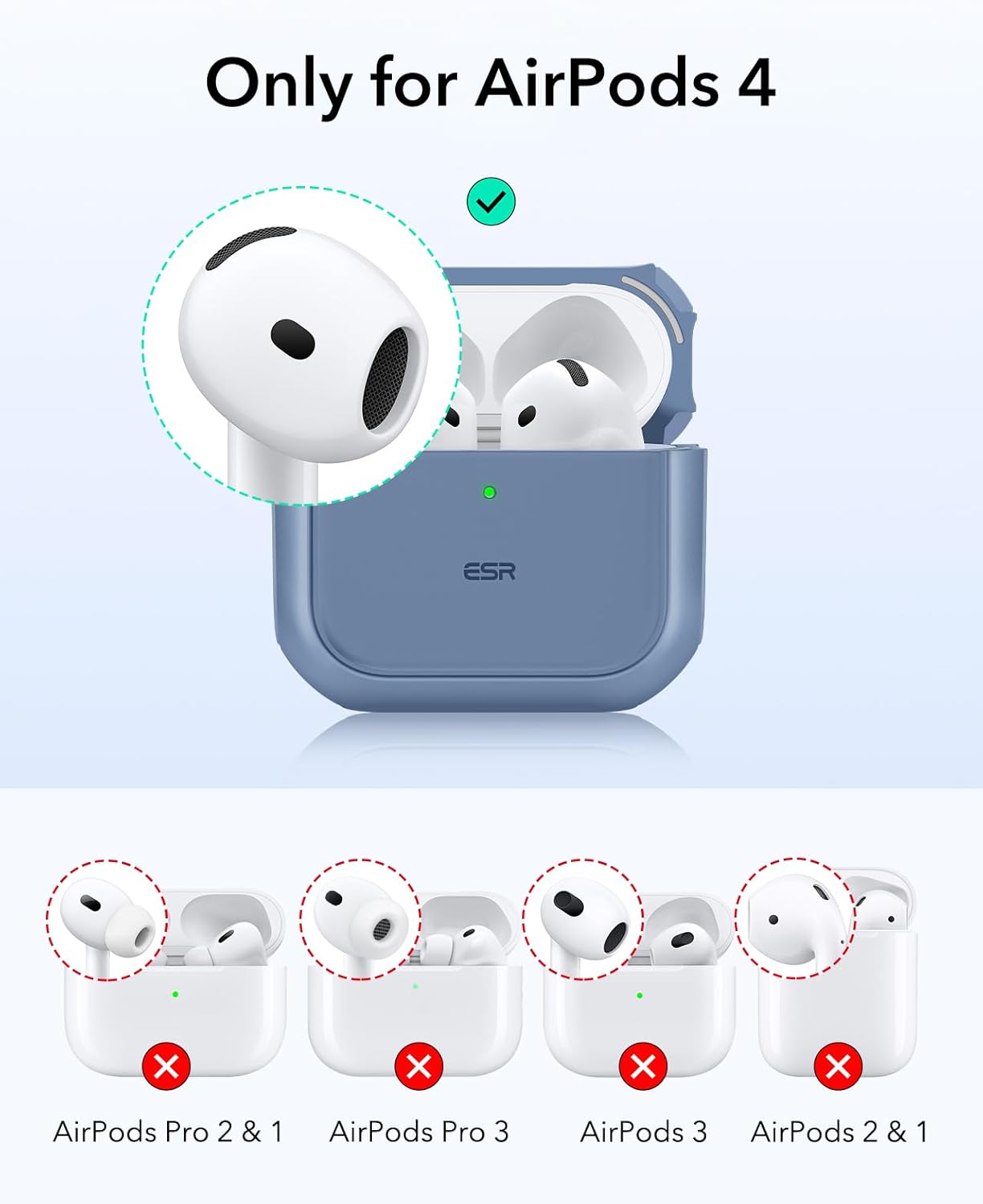 ESR Dark Cases Blue Protective Case for Apple AirPods Pro 3 - Durable DEMO